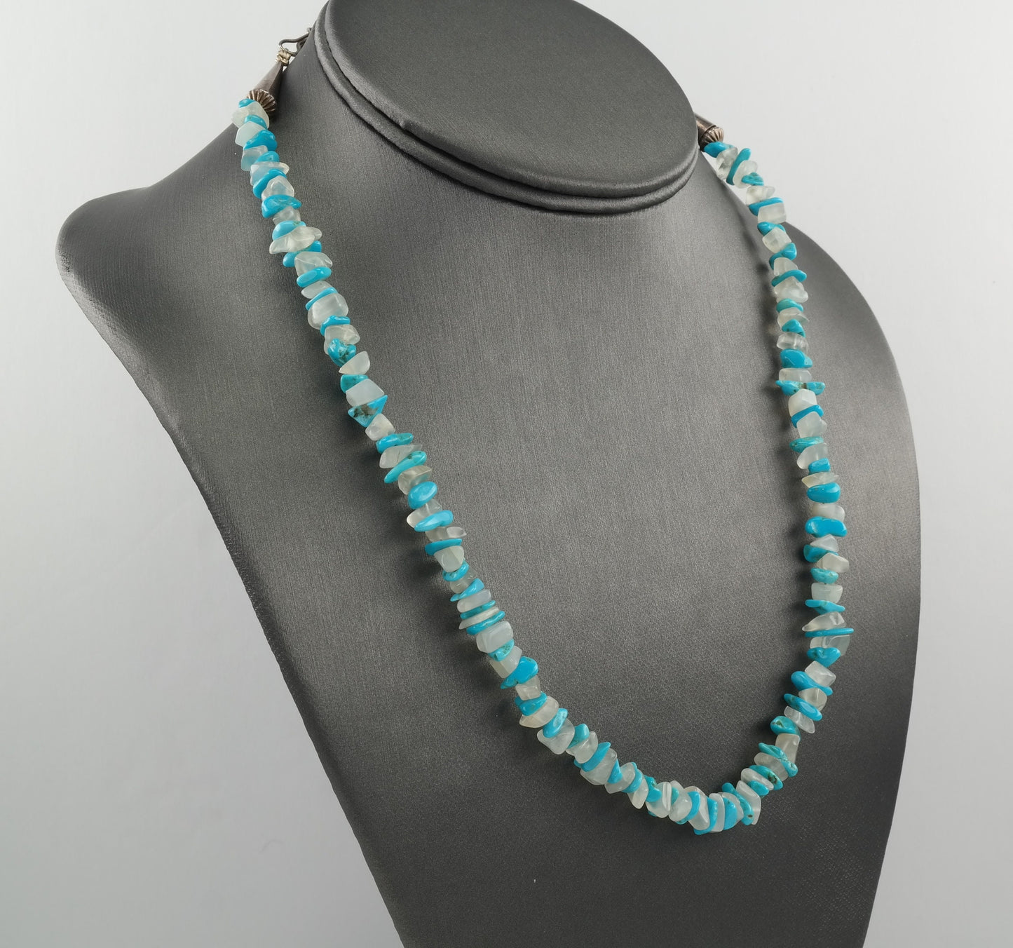 Vintage Running Bear Sterling Silver Turquoise, Quartz Necklace