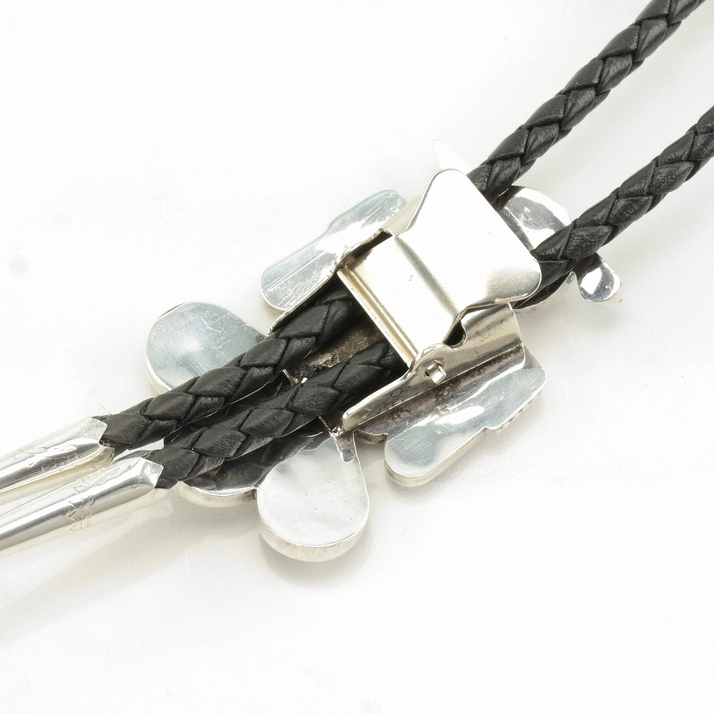Native Sterling Silver MOP, Onyx, Turquoise, Coral Bird, Inlay Bolo Tie N2159