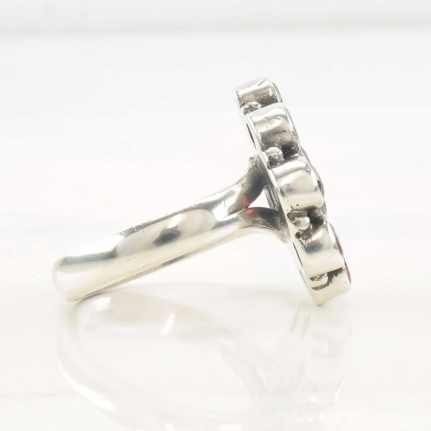 Vintage Sterling Silver Ring Garnet Cluster Size 7