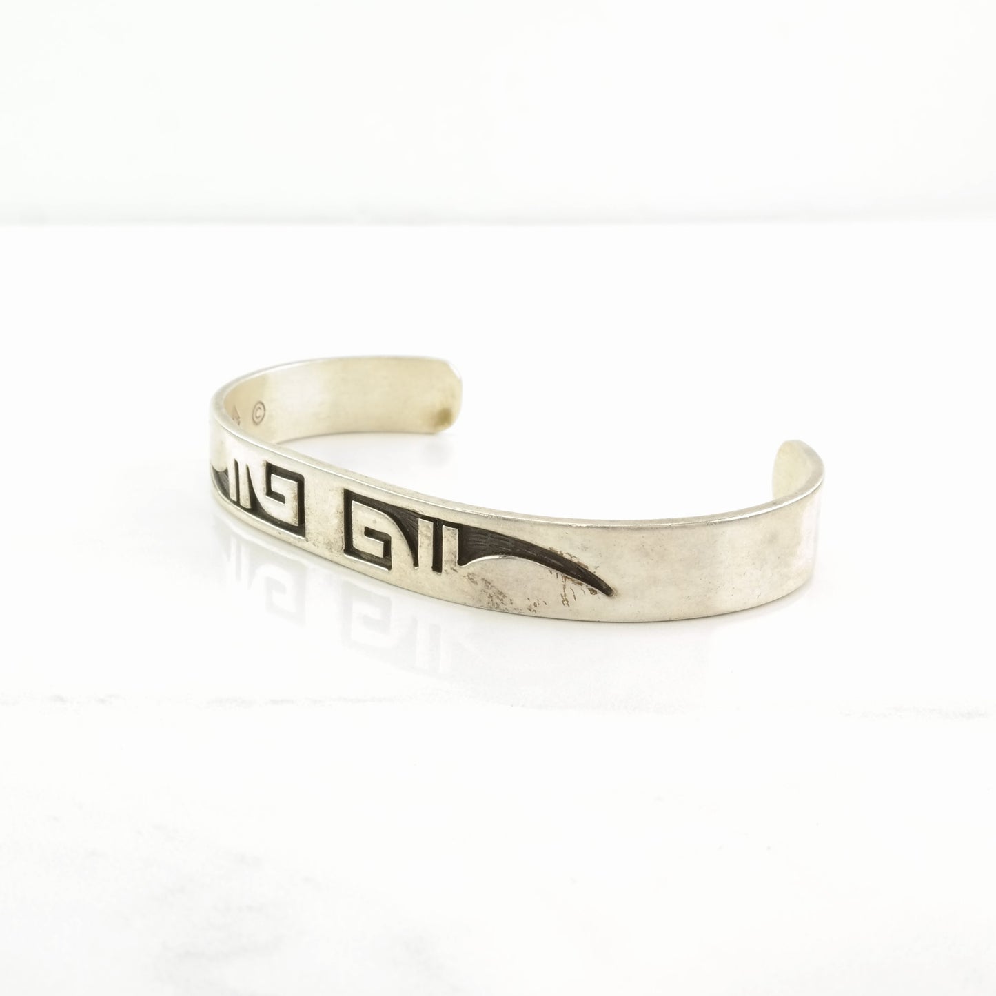 Hopi Sterling Silver Overlay Cuff Bracelet, Willie Archie Talahaftewa, Shades of the West