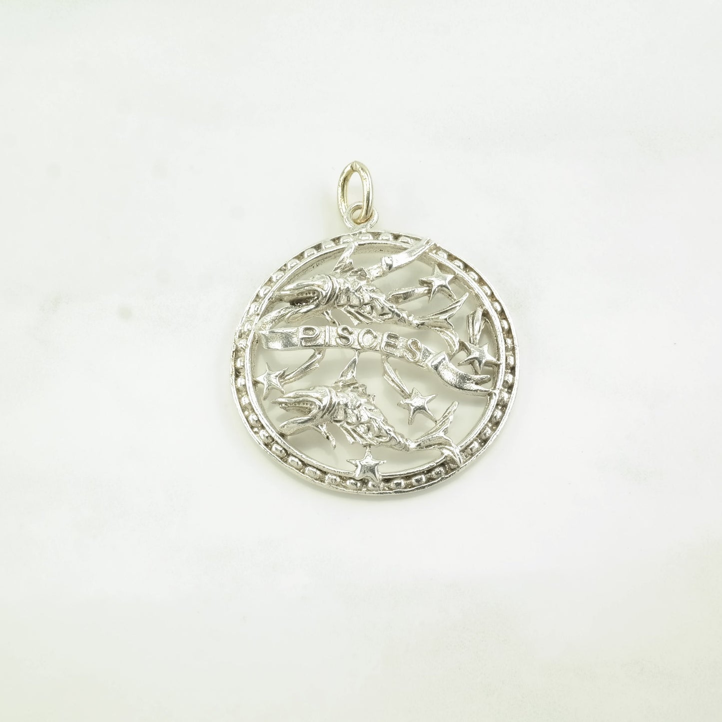 Vintage Antique, Art Nouveau Pisces Fish, Zodiac Sterling Silver Pendant