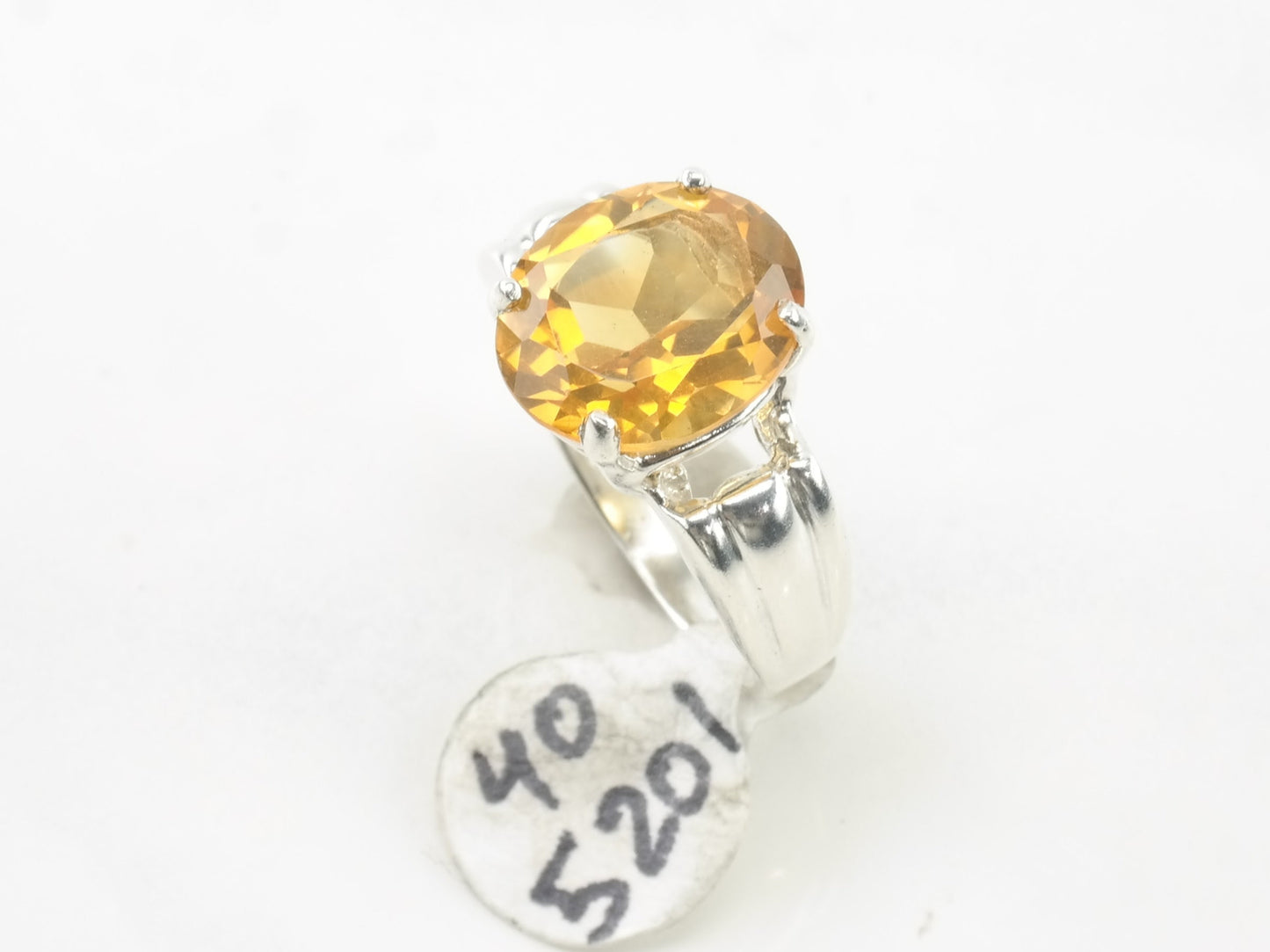 Vintage Sterling Silver Ring Citrine Yellow Size 7 1/2