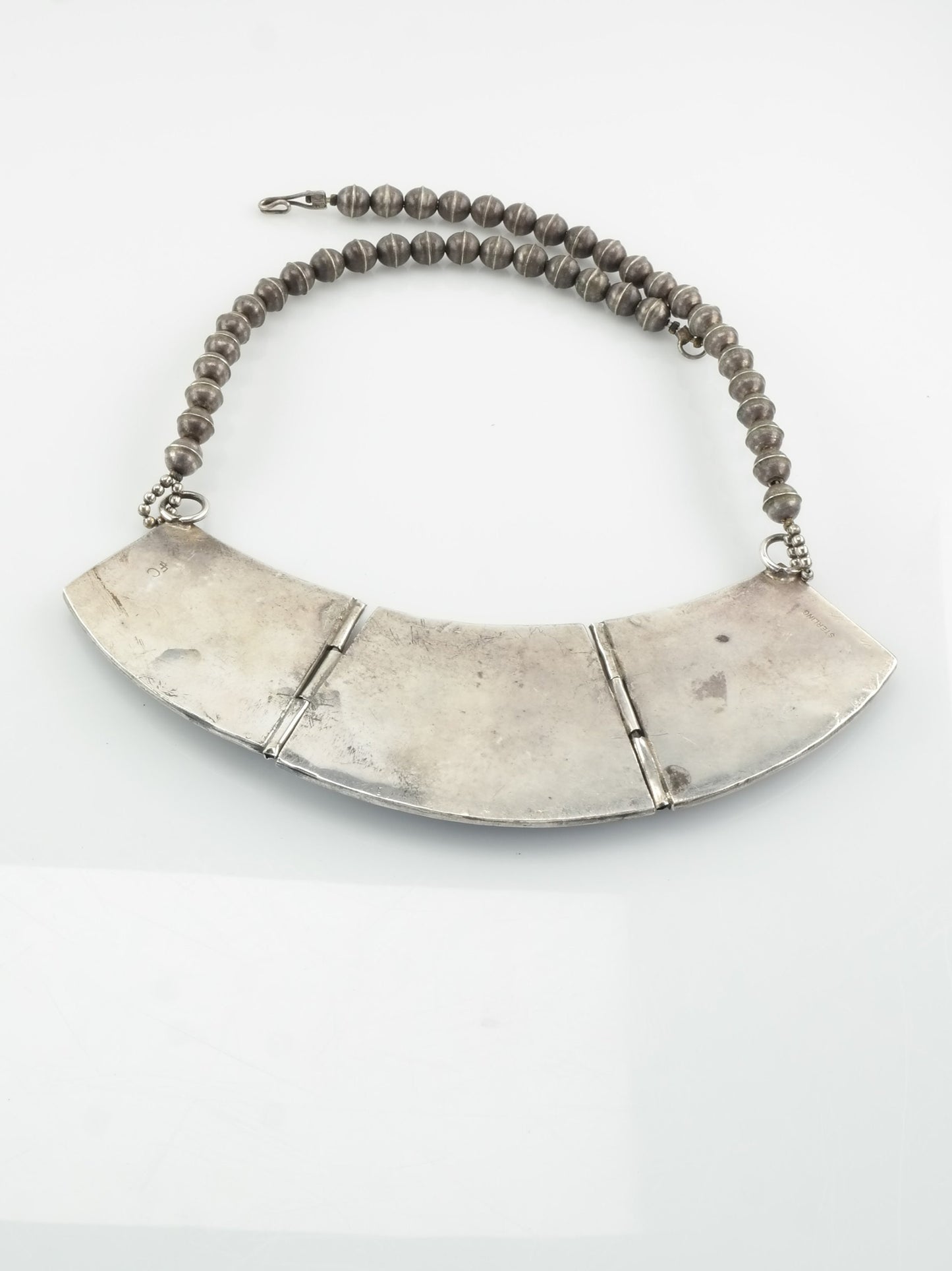 Native American Sterling Silver Turquoise Coral Plaque Cluster Necklace