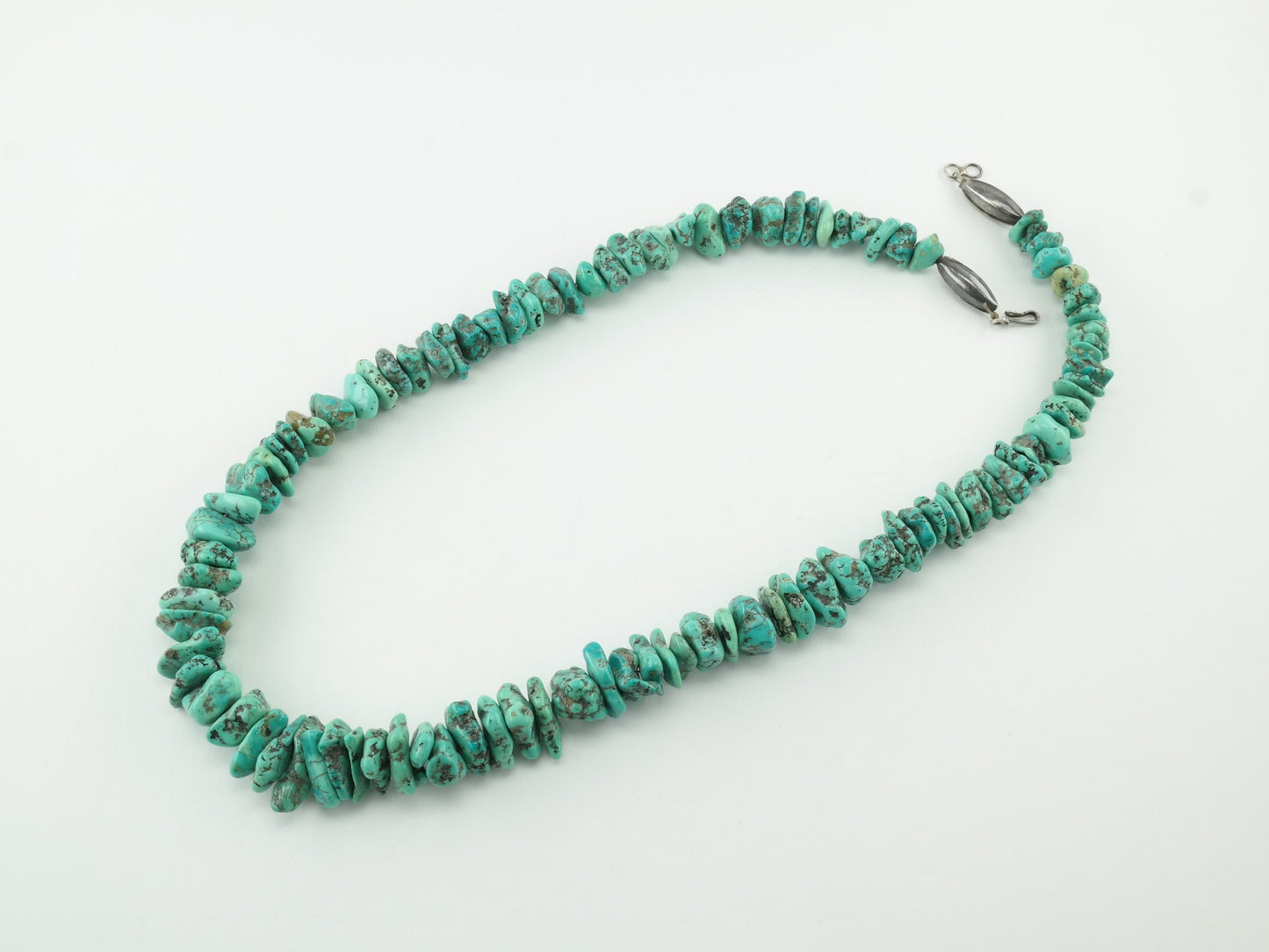 500ct Kingman Turquoise Nugget Necklace Sterling Silver