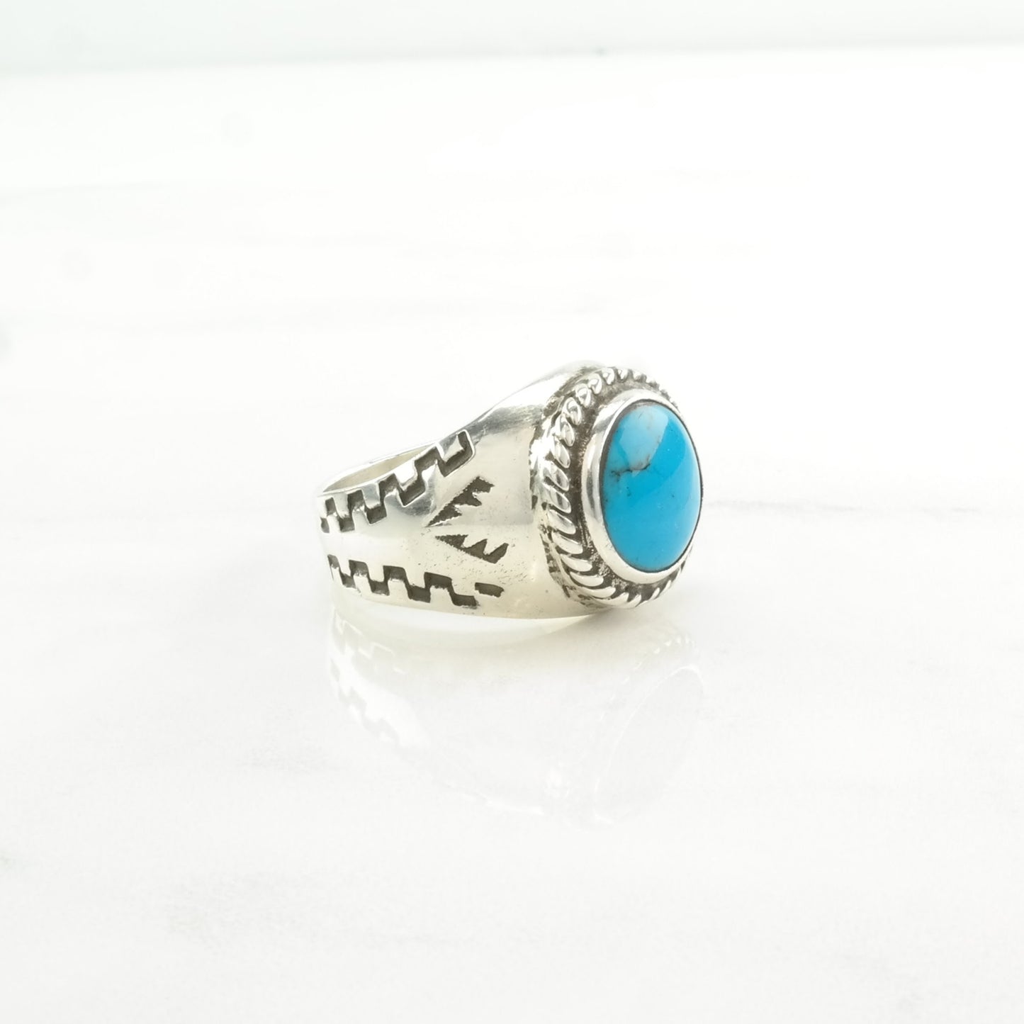 Vintage Sterling Silver Ring Turquoise Overlay Blue Size 9 1/2