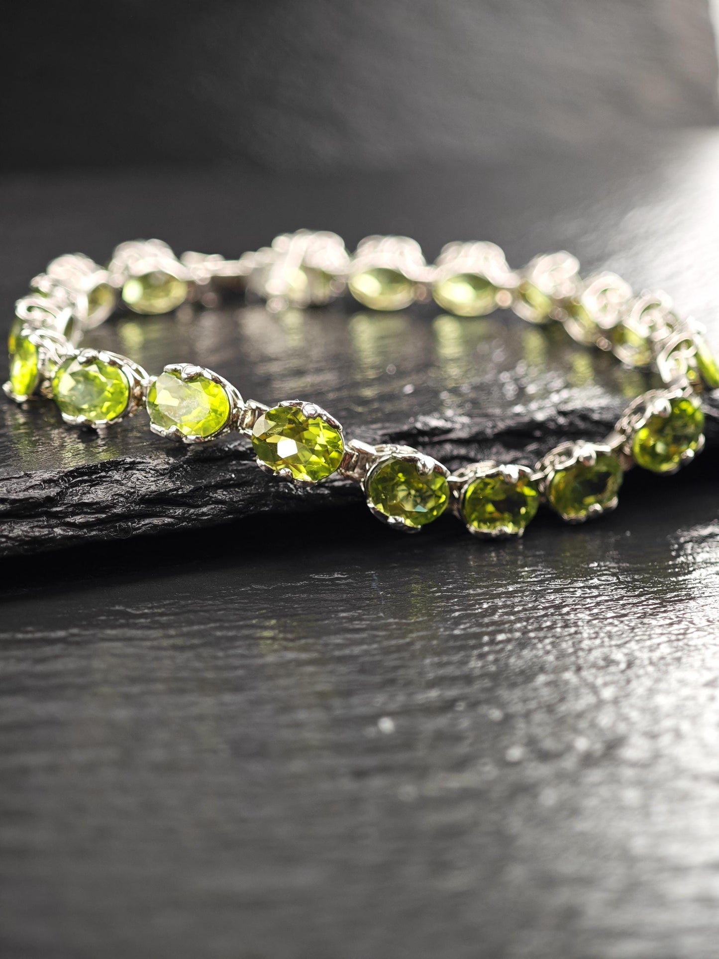 Vintage Natural Peridot Bracelet Sterling Silver