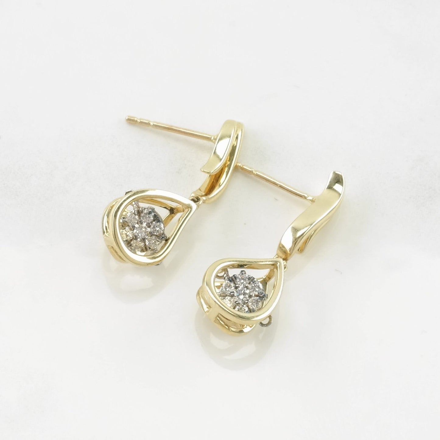 14k Diamond Gold Stud Dangle Earrings Floral, Teardrop, Dangle Sevan