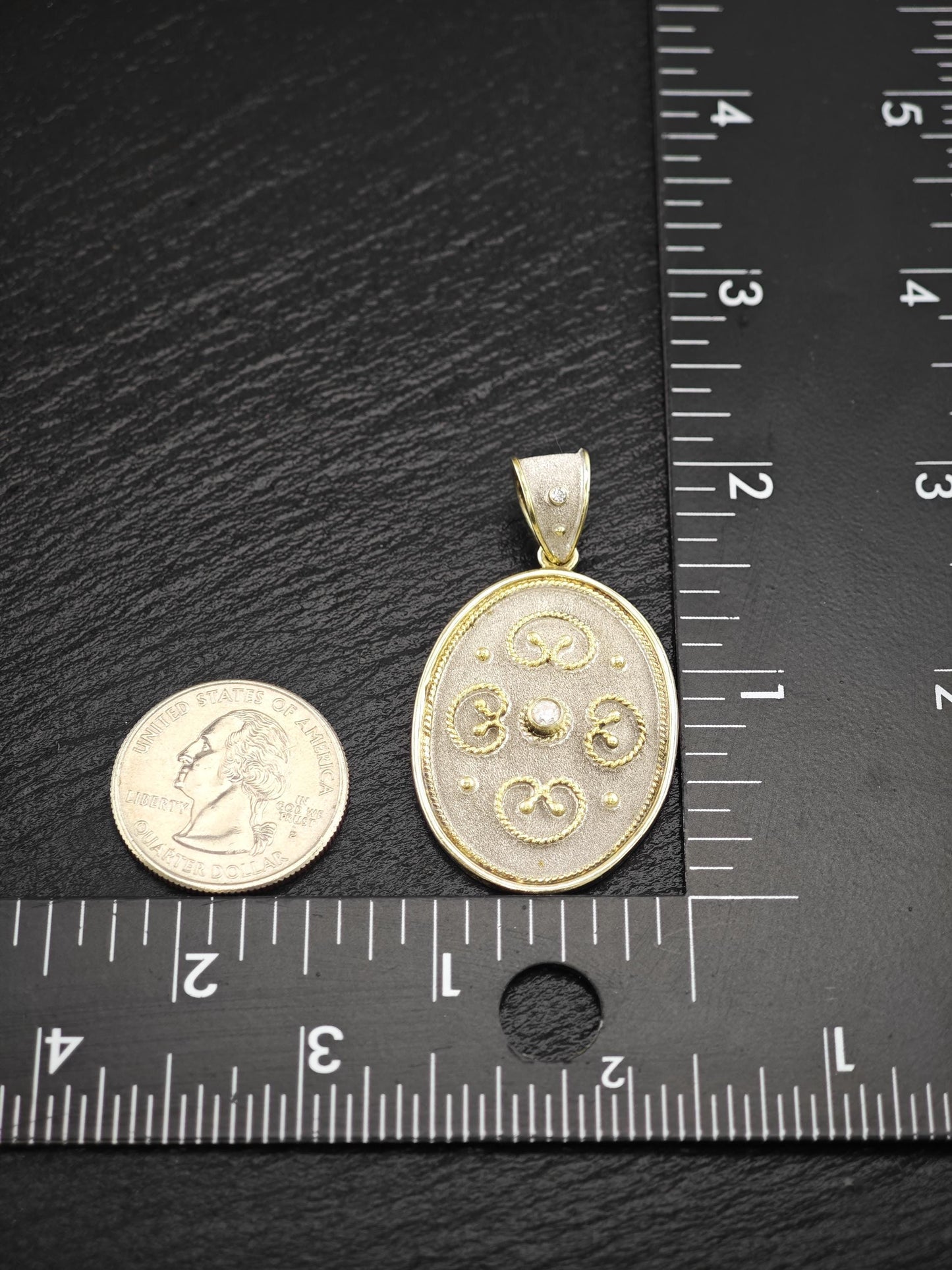 Oval, Gold Tone CZ Pendant Sterling Silver P2730