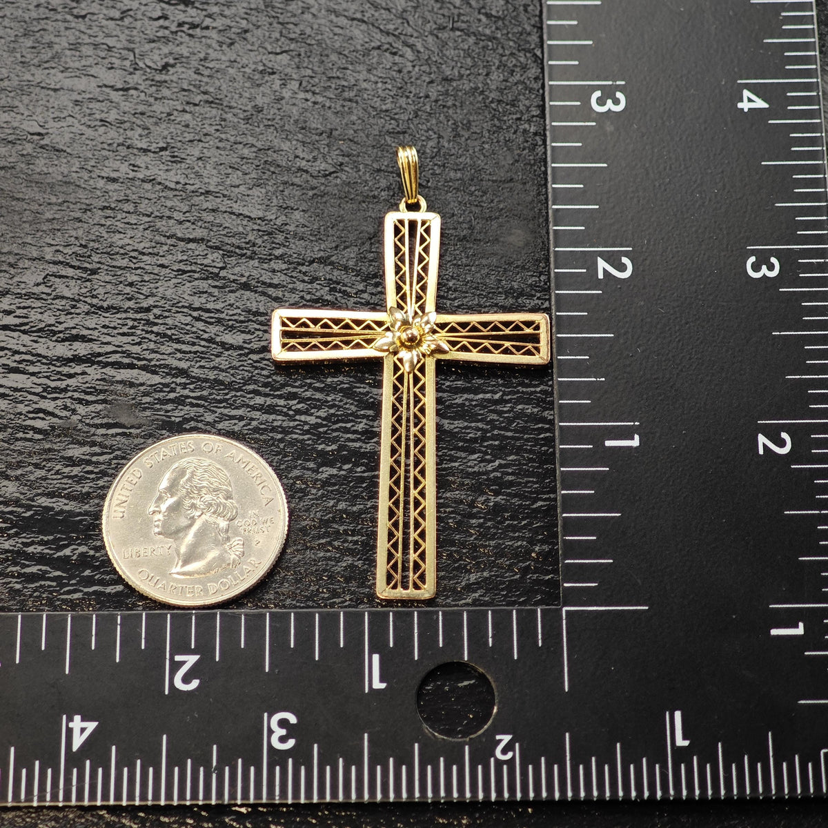 12K Gold-Filled Filigree Cross Pendant P3155
