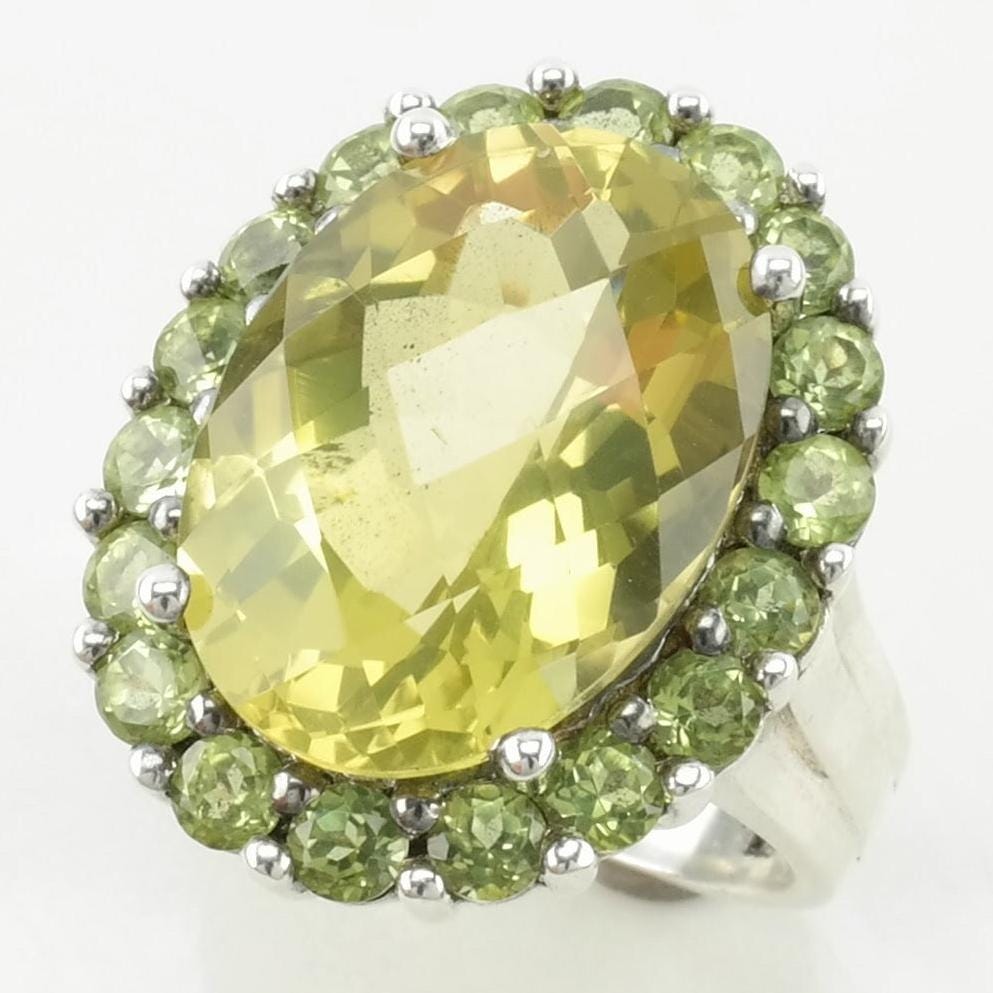 Vintage Sterling Silver Ring Lemon Quartz Peridot Yellow Size 6 1/4