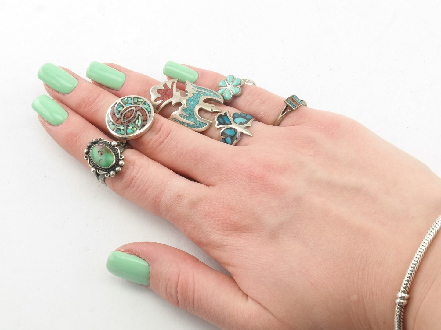 Choice Sterling Silver Turquoise Size 4-5 1/2 Rings Variety