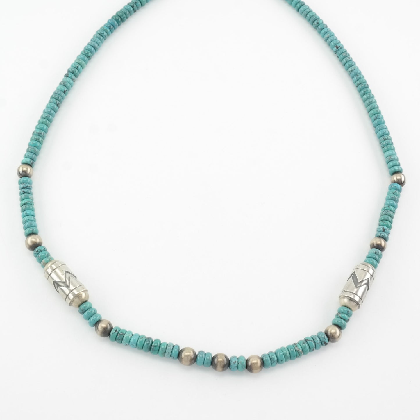 Vintage Running Bear Sterling Silver Blue Turquoise Bead, Overlay Necklace