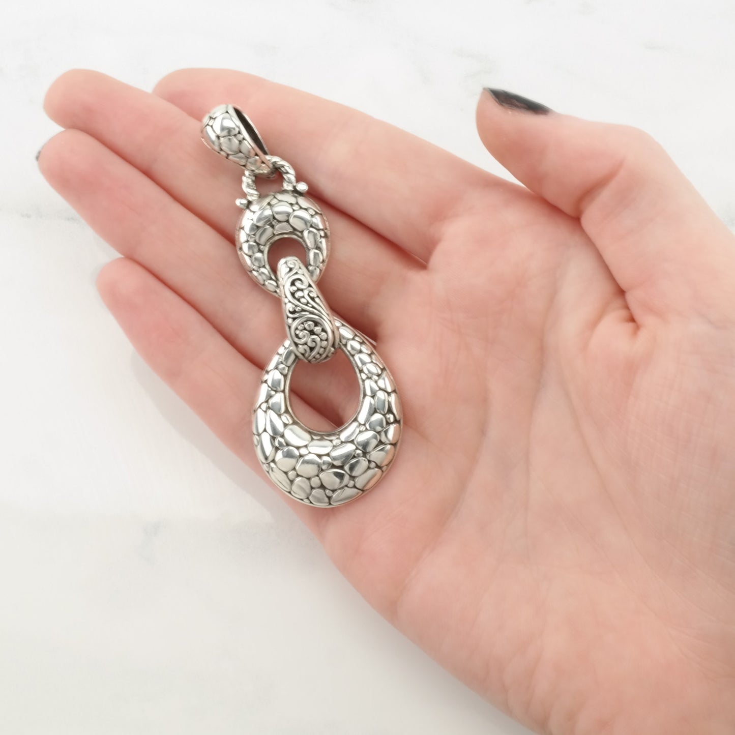 Choice of Vintage Sarda Scroll Floral Sterling Silver Pendant