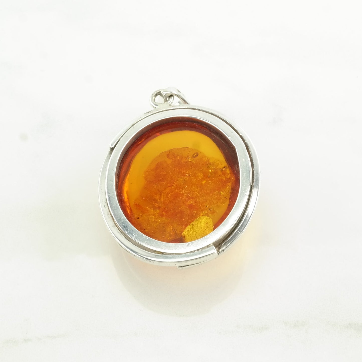 Vintage Amber Large Sterling Silver Pendant