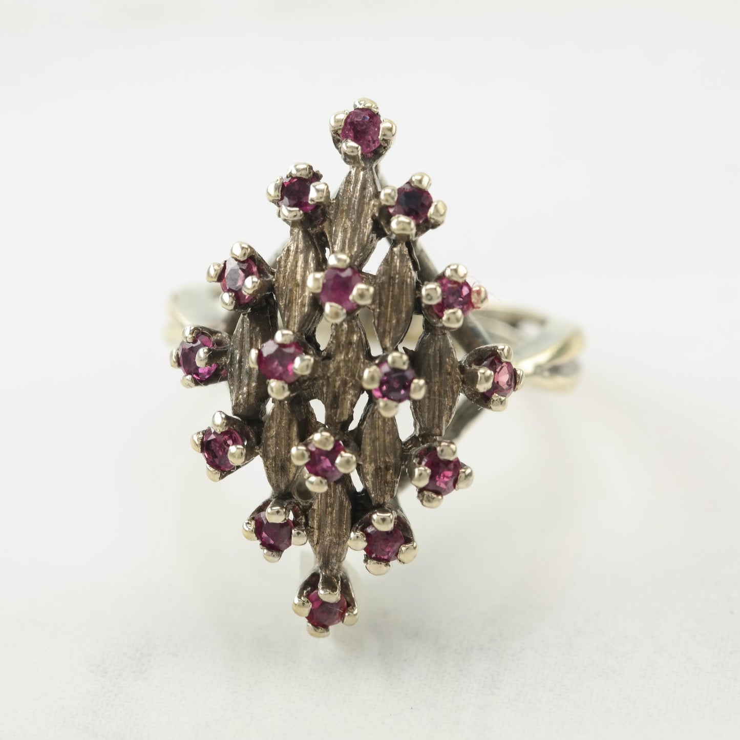 Sterling Silver Ruby Ring Pink Gold Tone Size 6