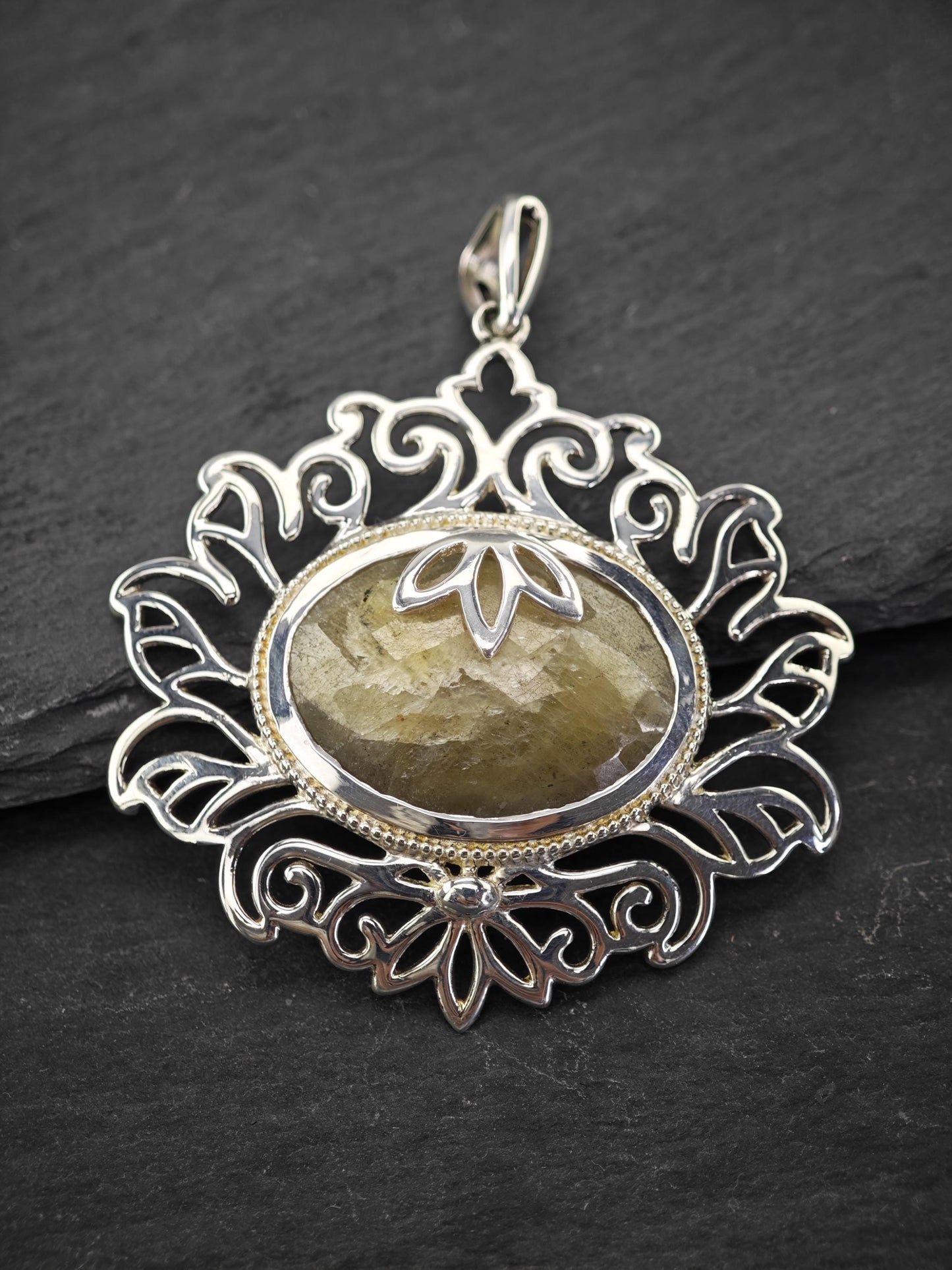 PTI Corundum Filigree Sterling Silver Pendant