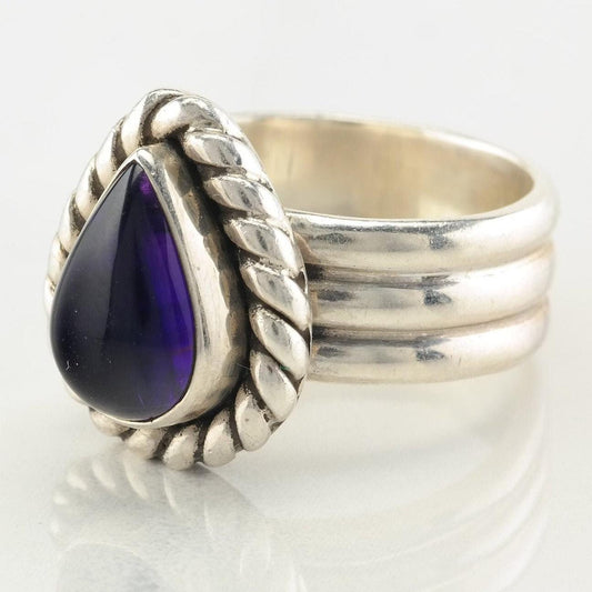 Vintage Nicky Butler Sterling Silver Ring Size 7 Purple Tear Drop Amethyst
