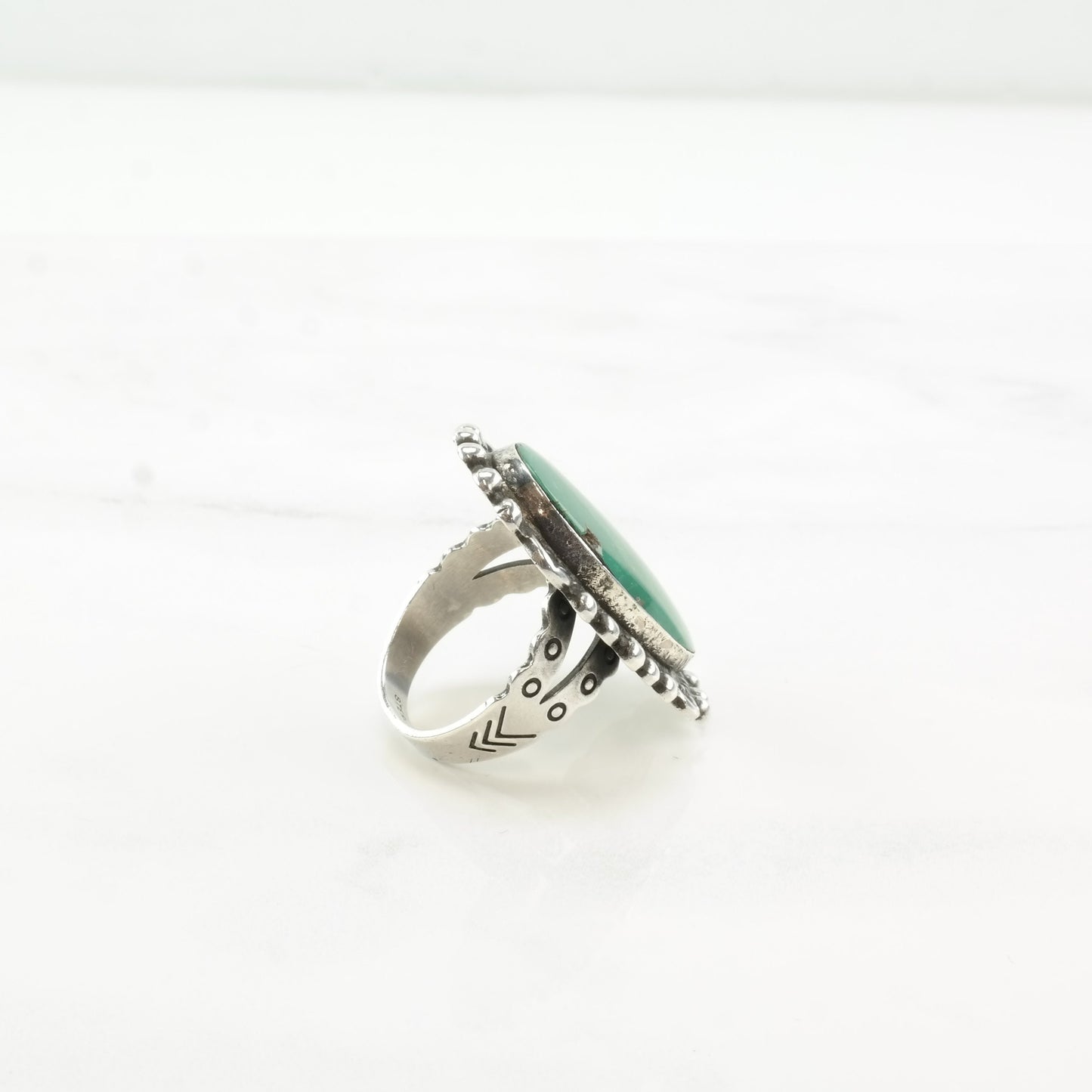 Vintage Fred Harvey Era Silver Ring Turquoise Oval Sterling Size 6