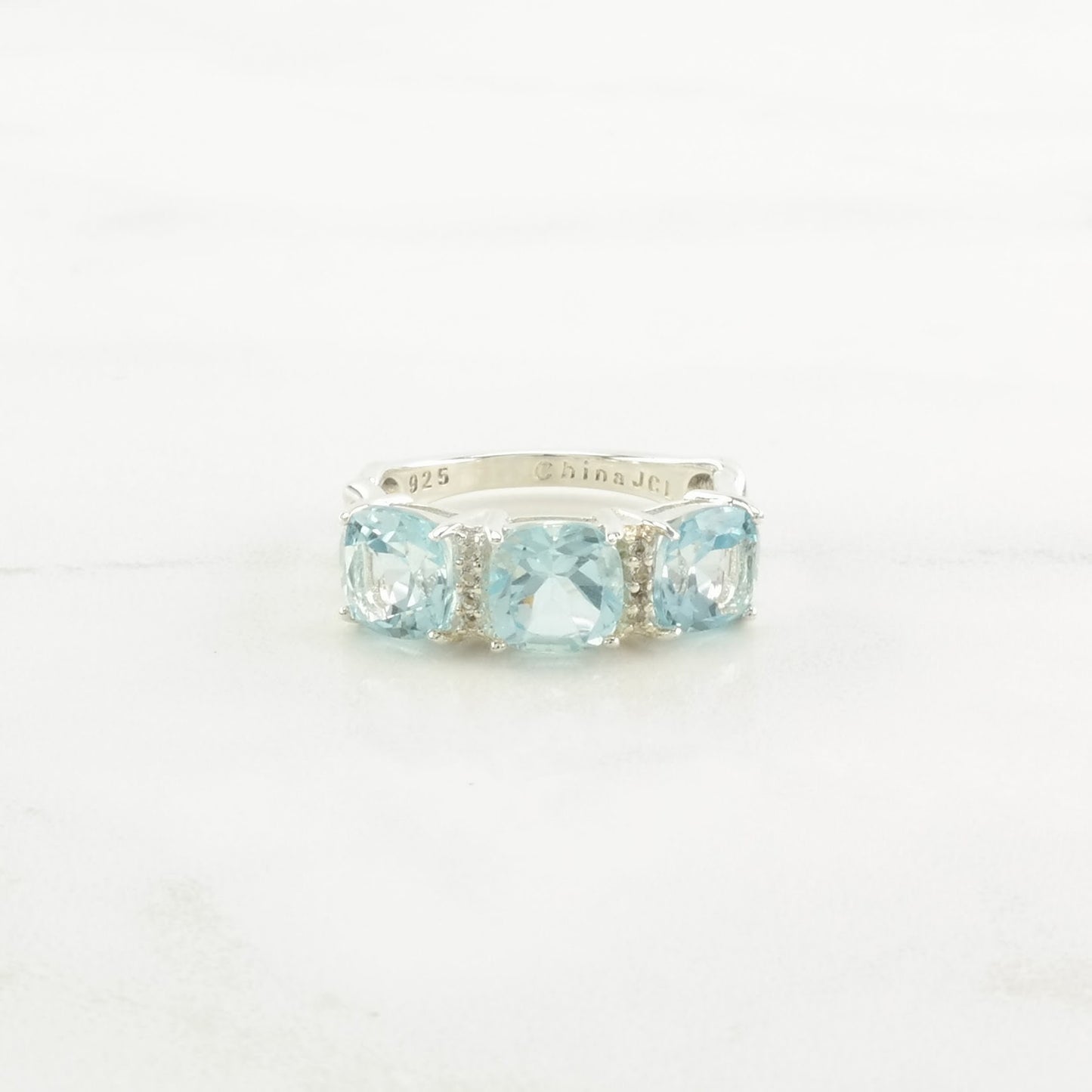 Vintage Sterling Silver Ring Topaz Blue Size 5