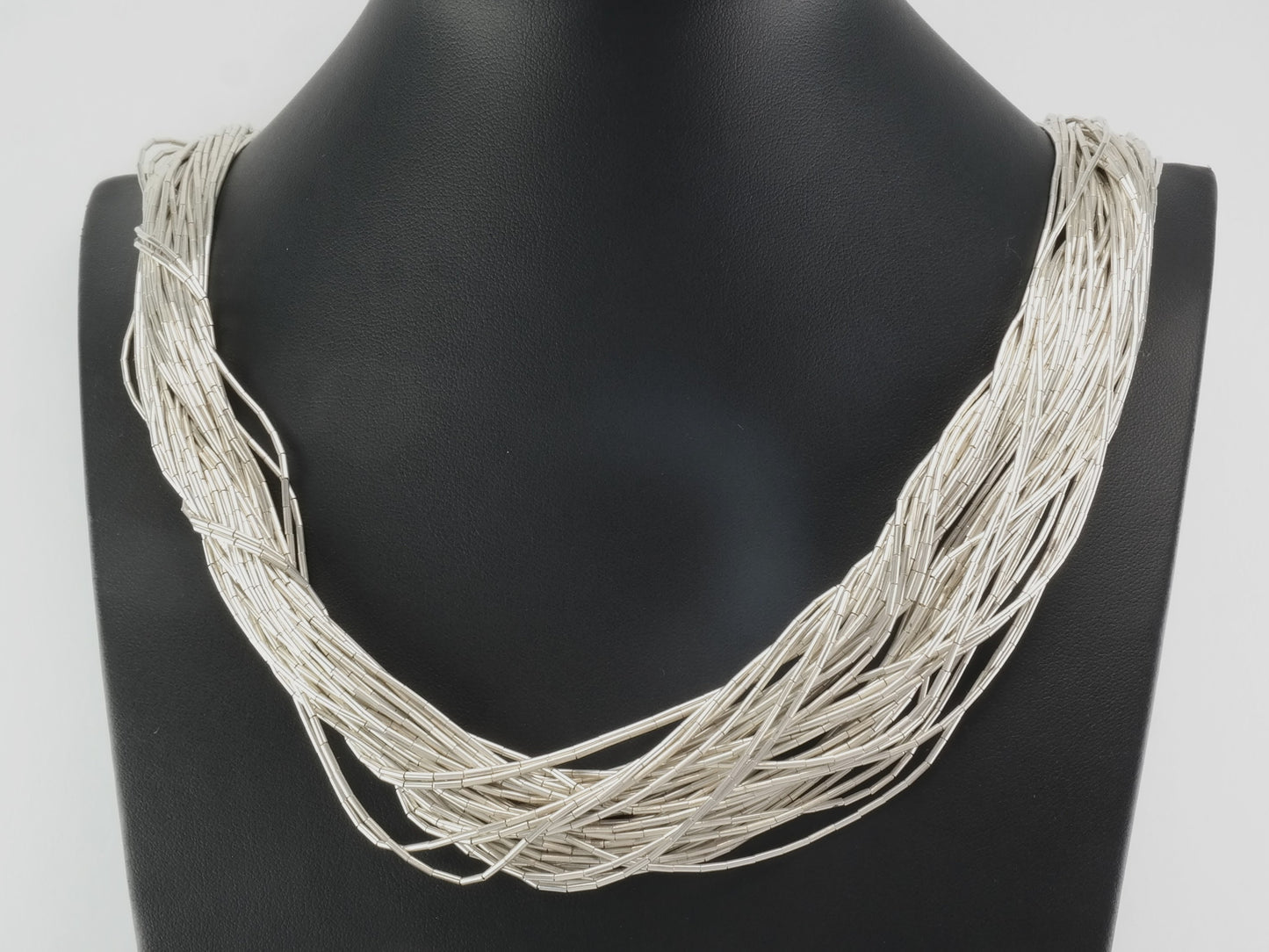 Vintage Native American Sterling Silver Huge Liquid Silver, 50 strand 34" Necklace