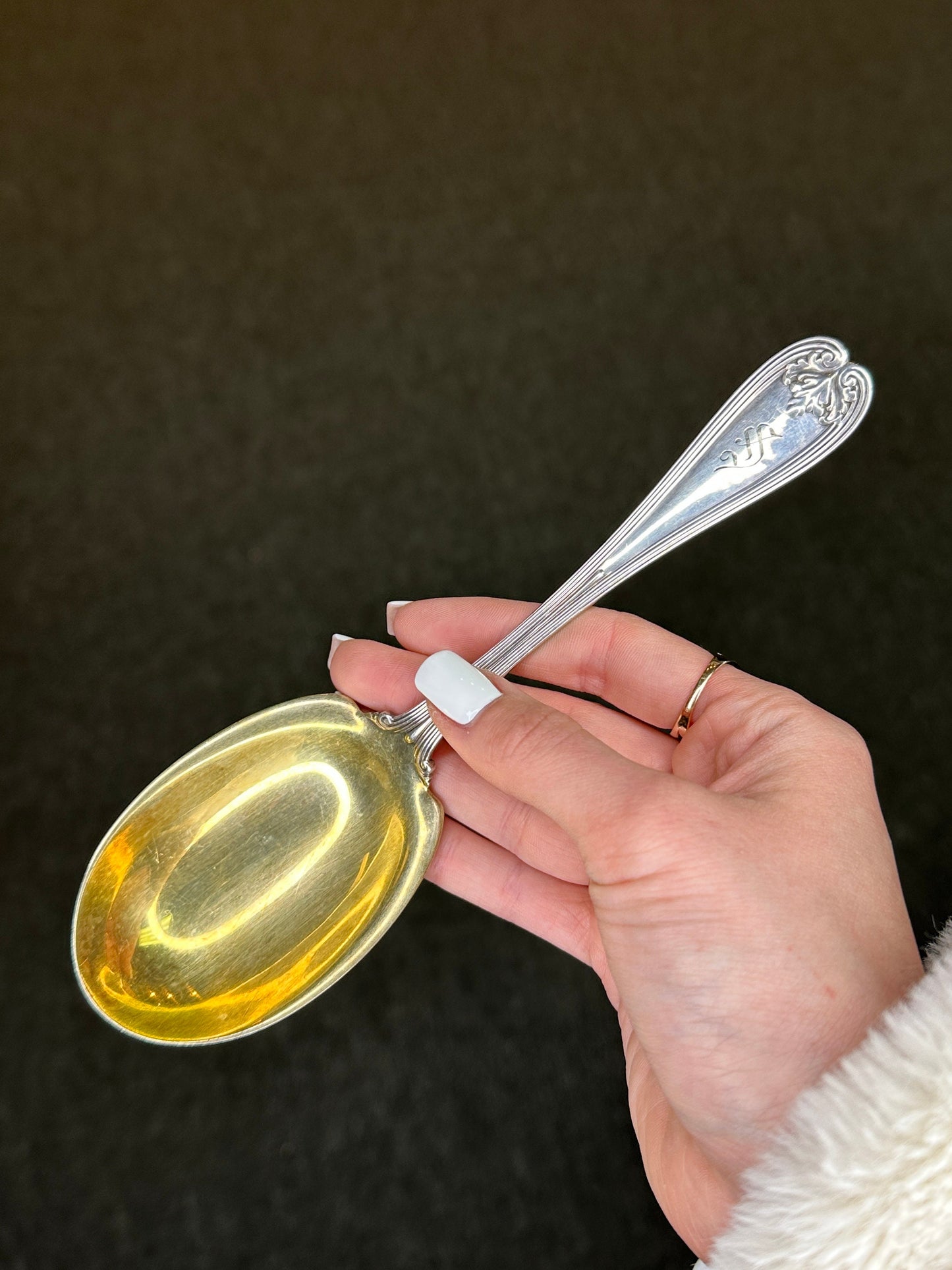 Vintage Sterling Silver Monogrammed Tiffany & Co Serving Colonial Spoon