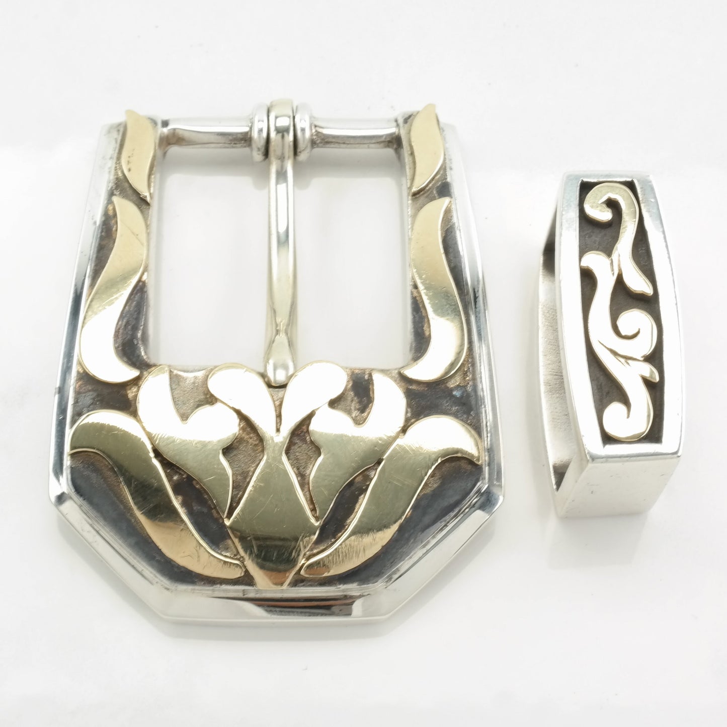 Vintage Native American Belt Accessories 14K Gold Accent Sterling Silver