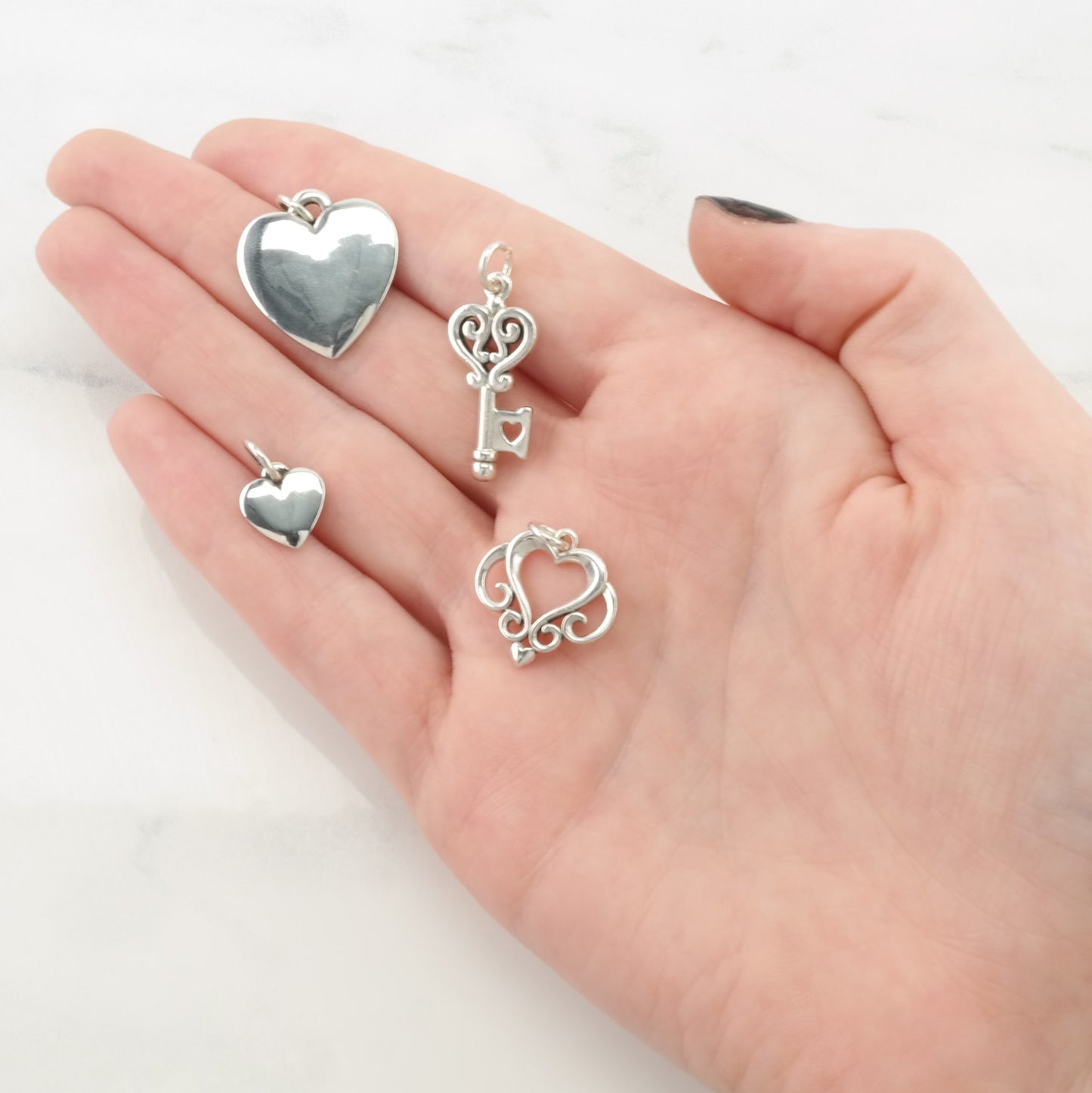 Choice of Vintage James Avery Heart Key Sterling Silver Pendant