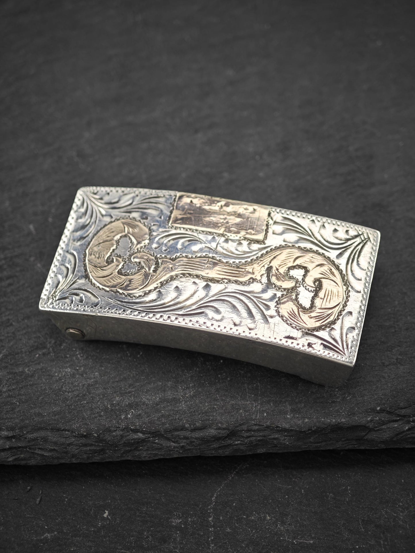 Vintage Mexico Western Sterling Silver Belt Buckle