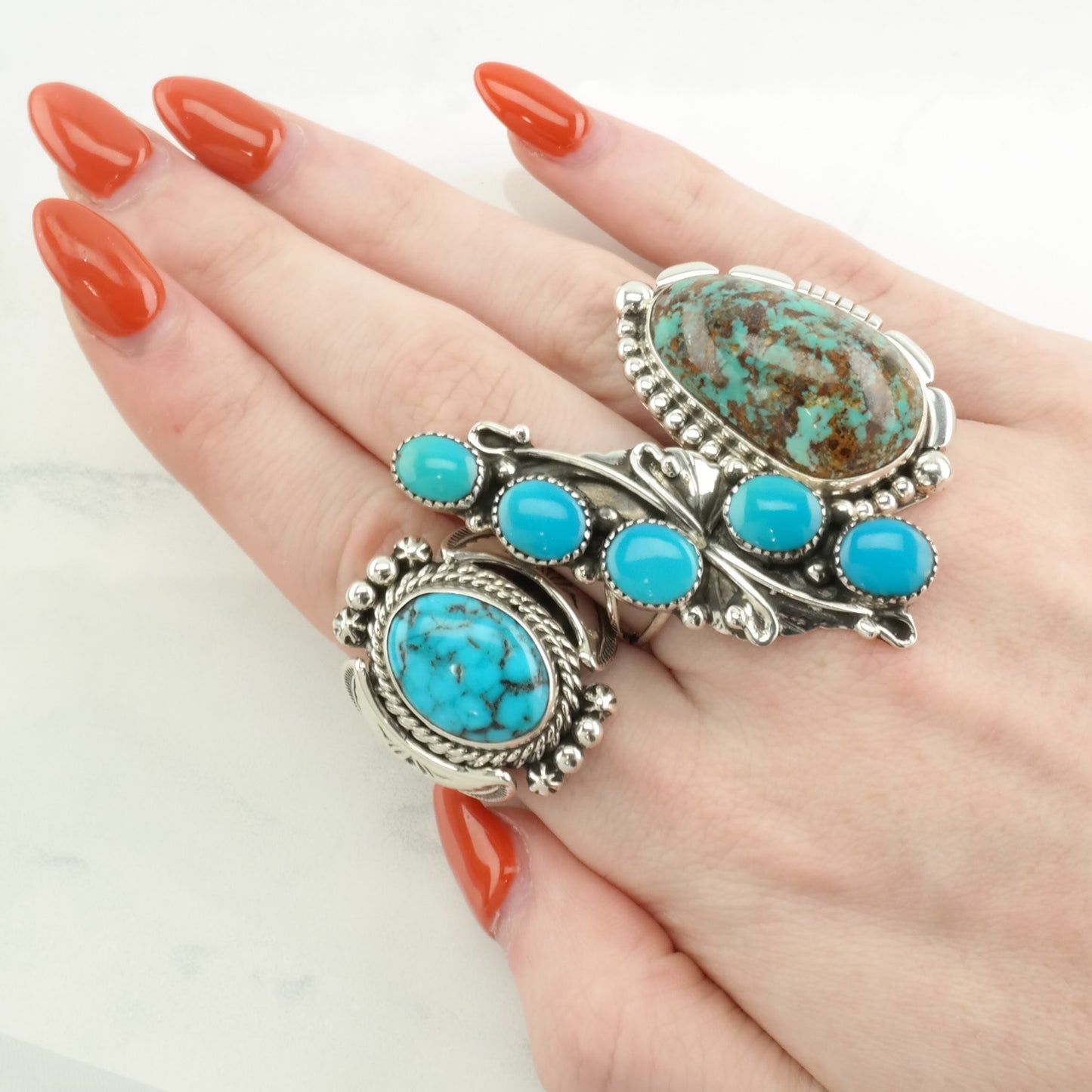 Vintage Native American Silver Ring Turquoise Sterling Blue Size 7