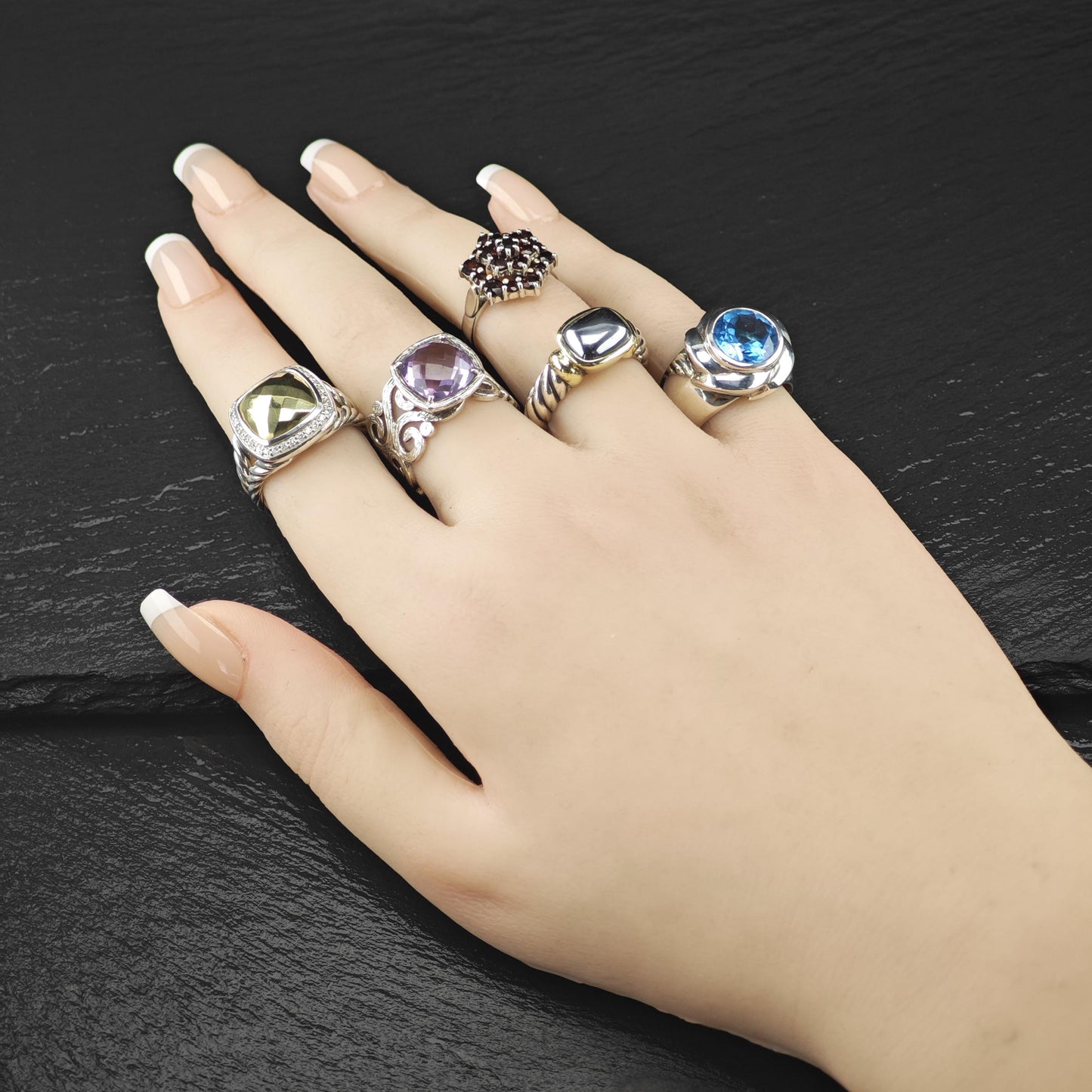 Israel Amethyst Filigree Ring Sterling Silver