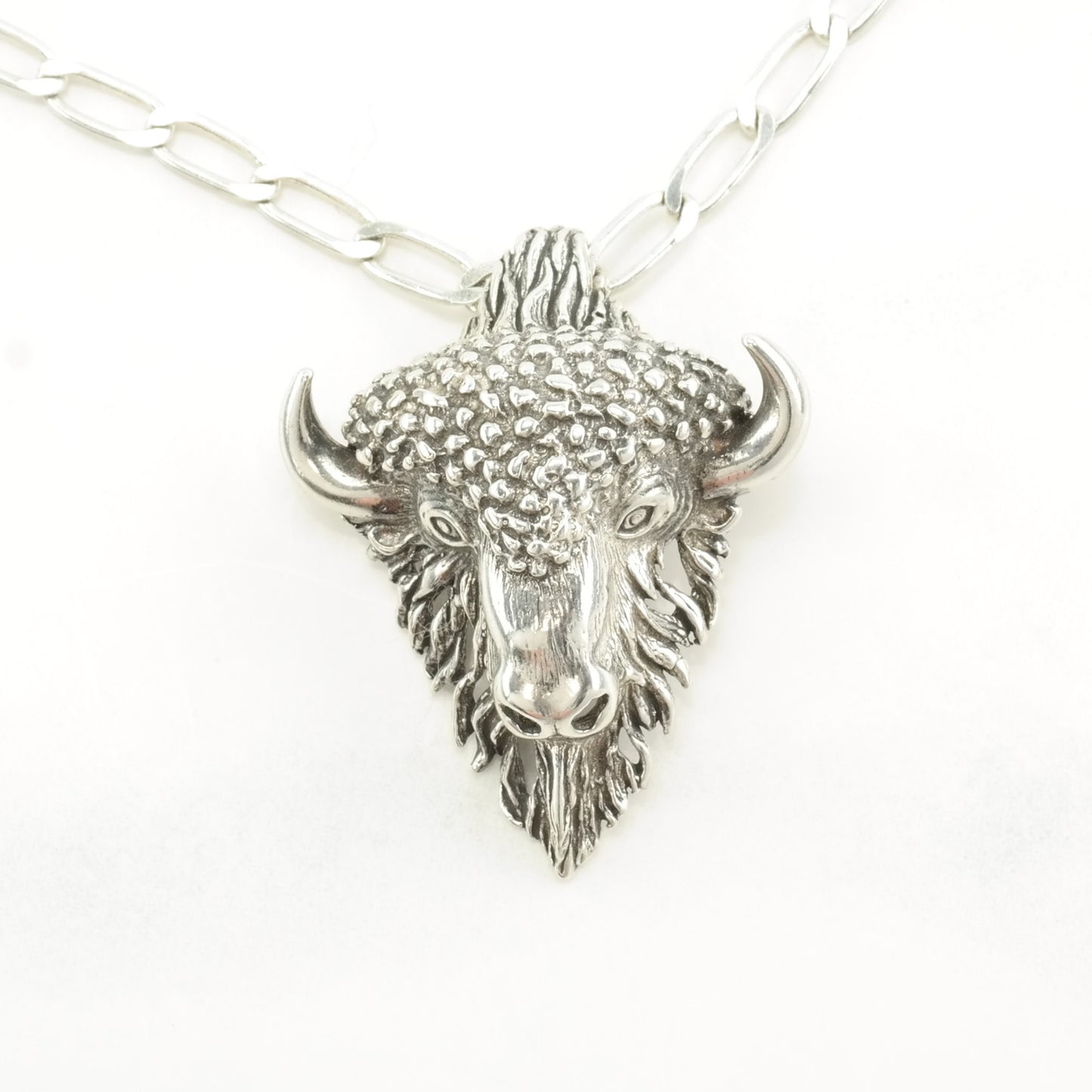 Vintage Sterling Silver Buffalo Western Charms Necklace
