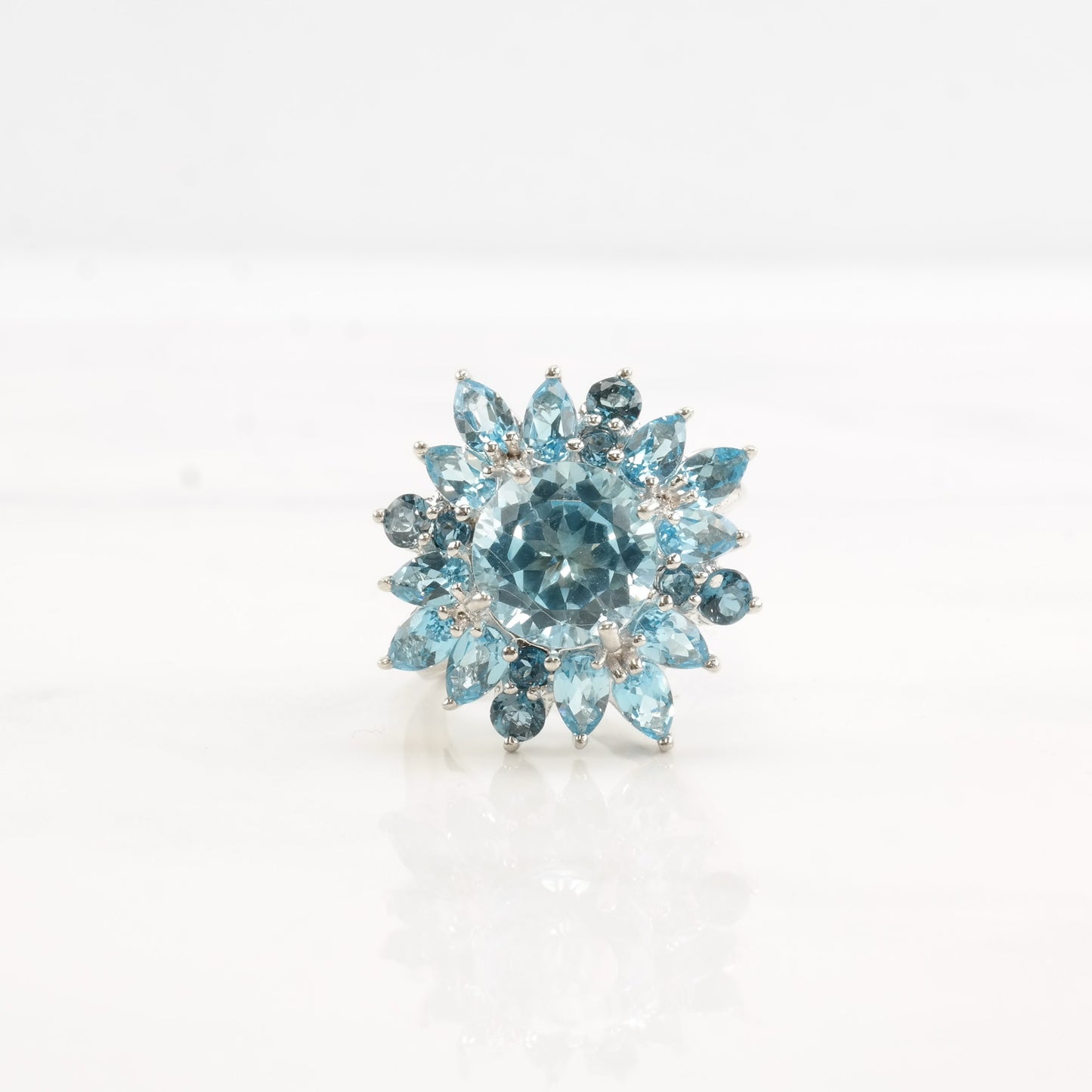 Vintage Sterling Silver Ring Topaz Flower Size 6