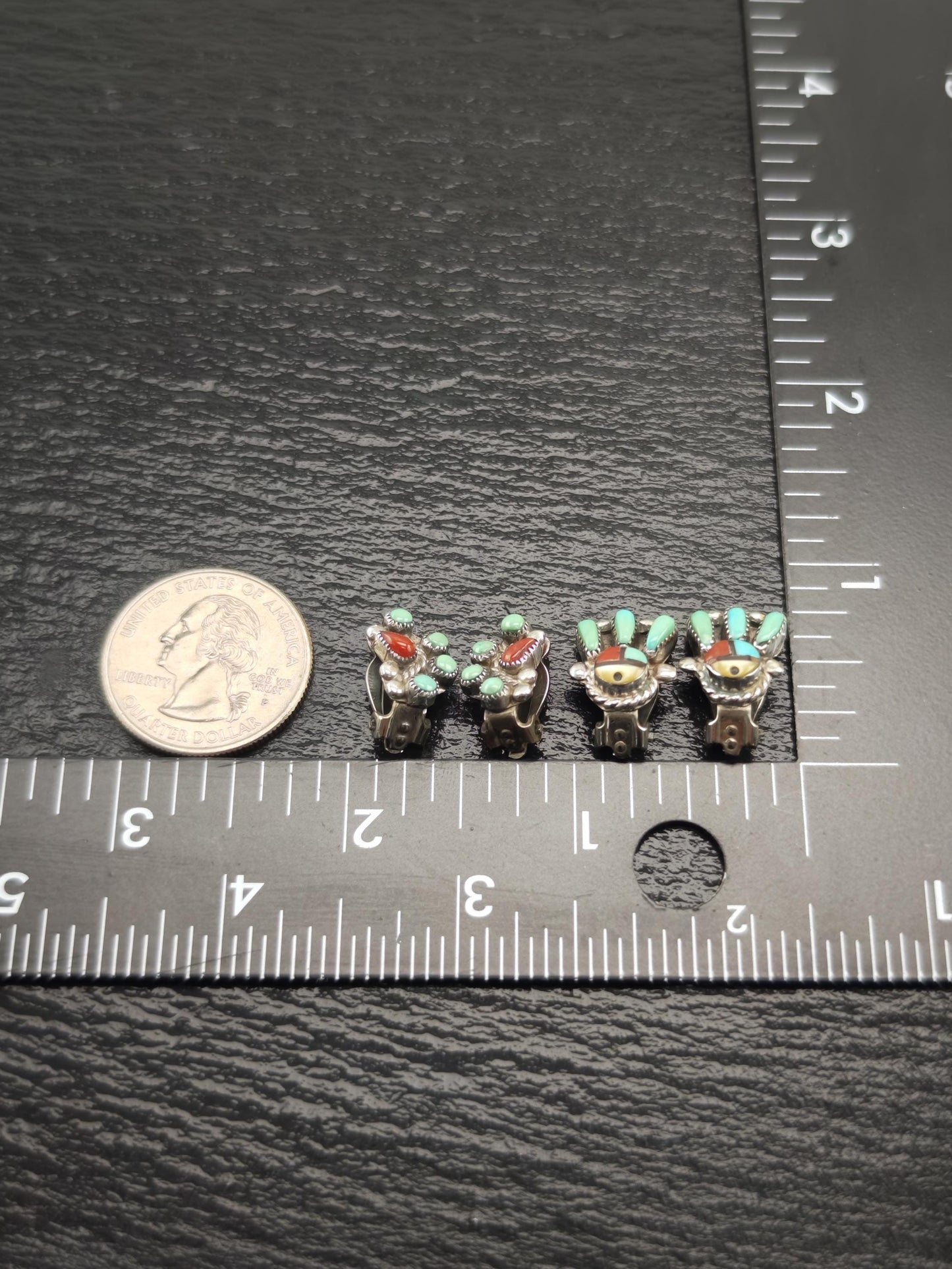 Native American Zuni Clip On Earrings Sterling Silver ER2914