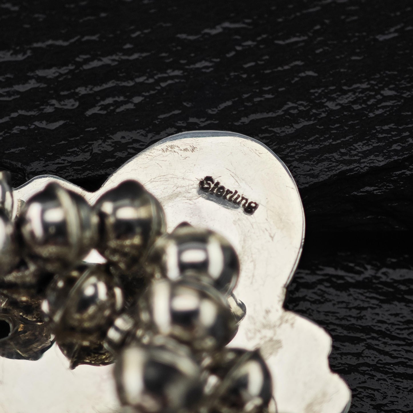 Vintage Native American Sterling Silver Blue Turquoise Squash Blossom Necklace