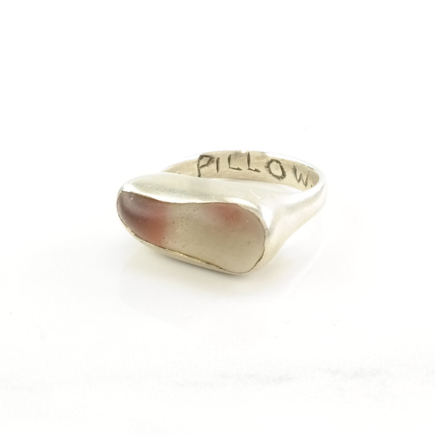 Vintage Designer Silver Ring Sea Glass Sterling Size 7
