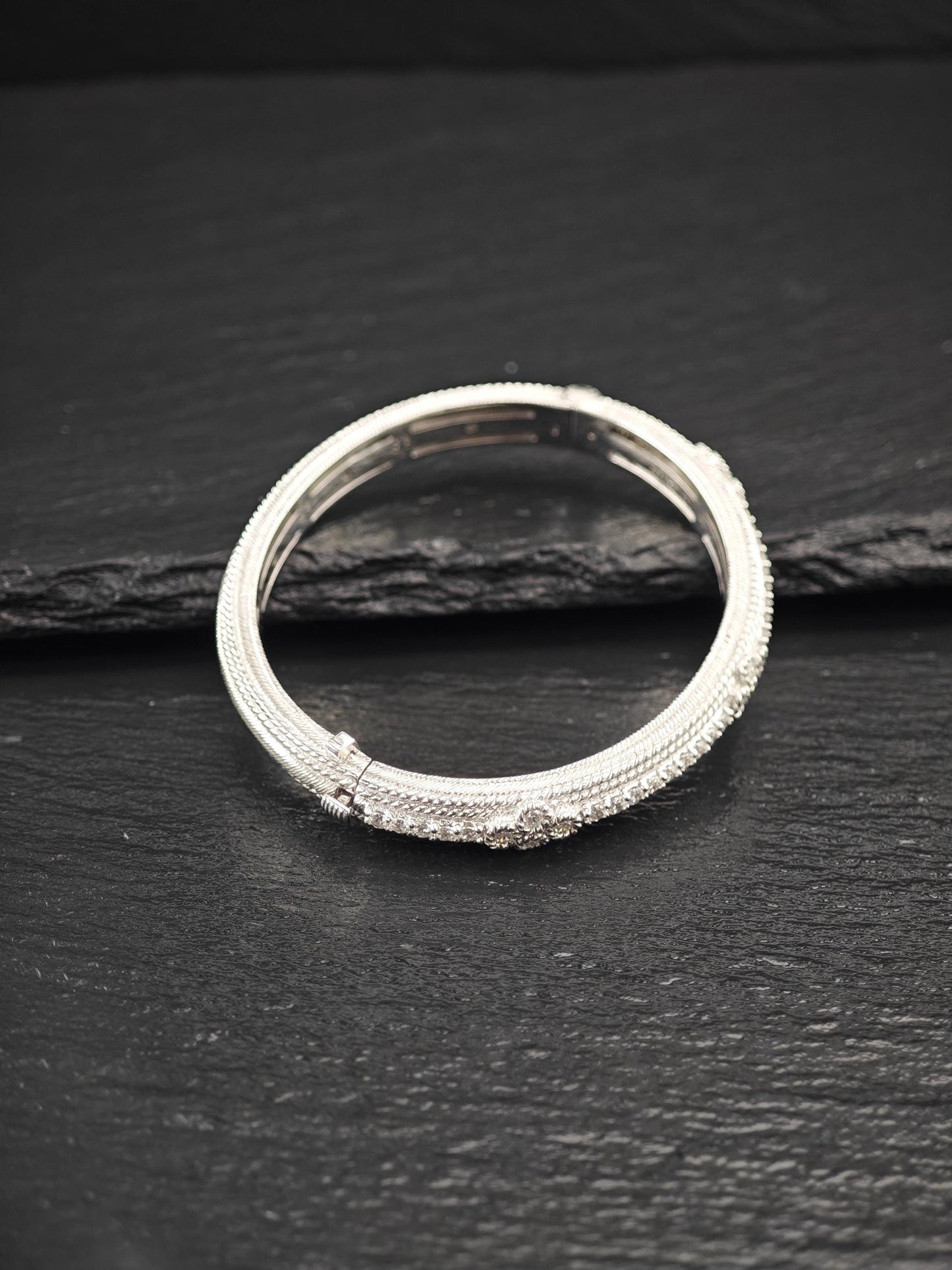 Judith Ripka DQCZ Bangle Bracelet Sterling Silver