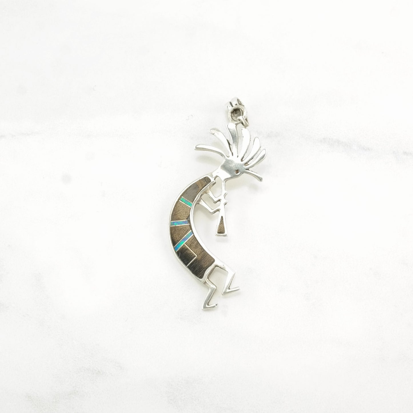 Choice of Vintage Turquoise, Opal, Onyx Kokopelli Sterling Silver Pendants
