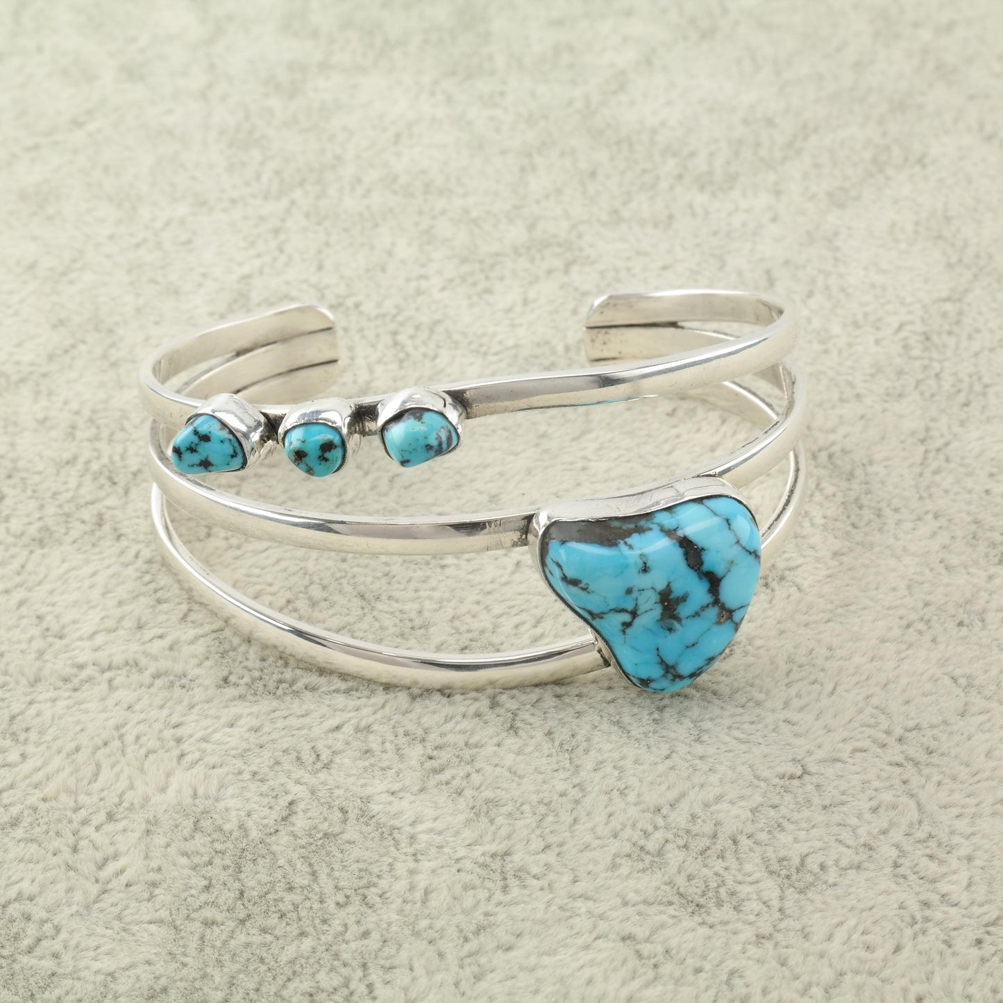 Southwest Kingman Turquoise Cuff Bracelet Sterling Silver Modernist