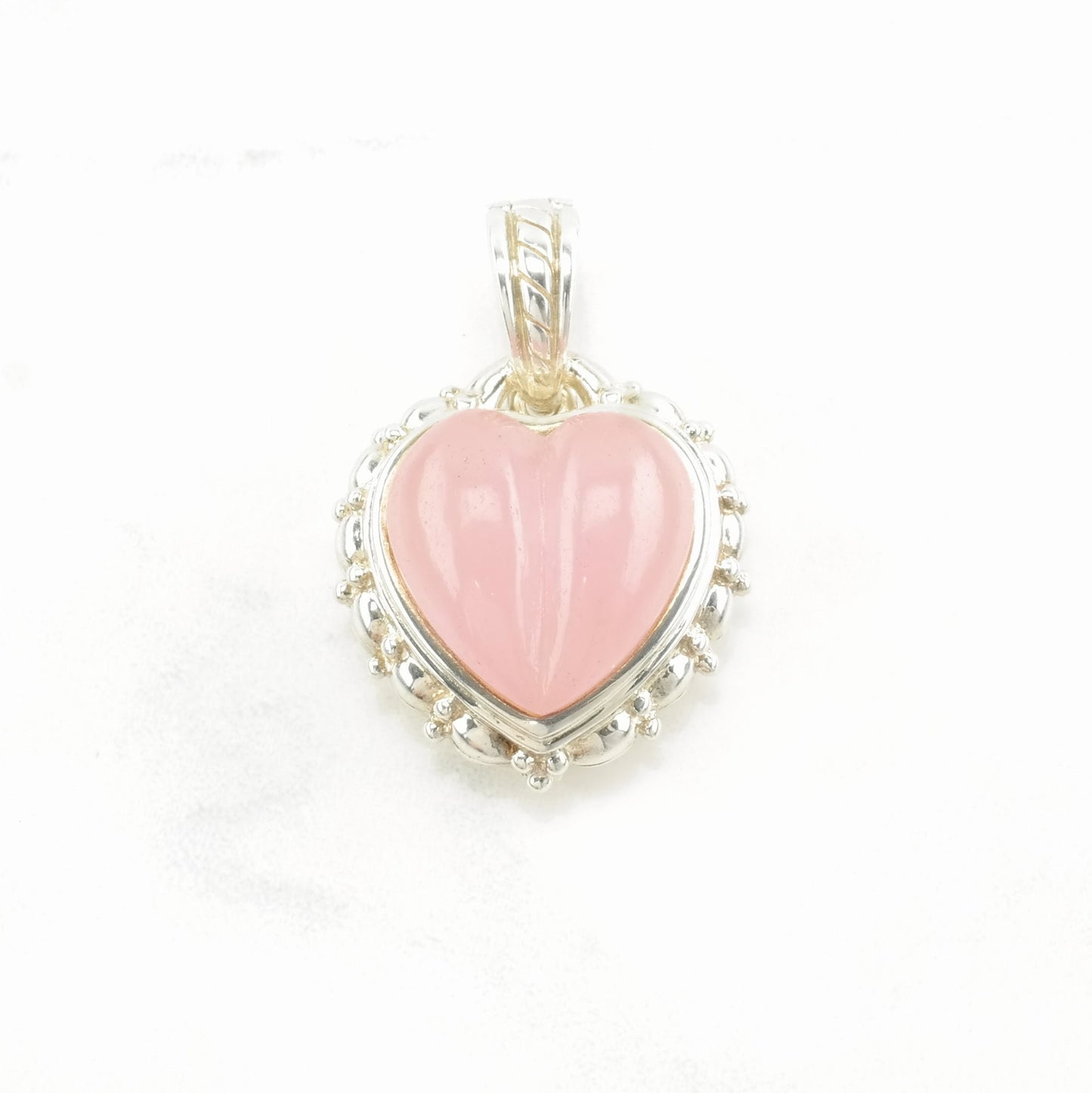 Vintage Judith Ripka Quartz, Chalcedony Heart Sterling Silver Pendant