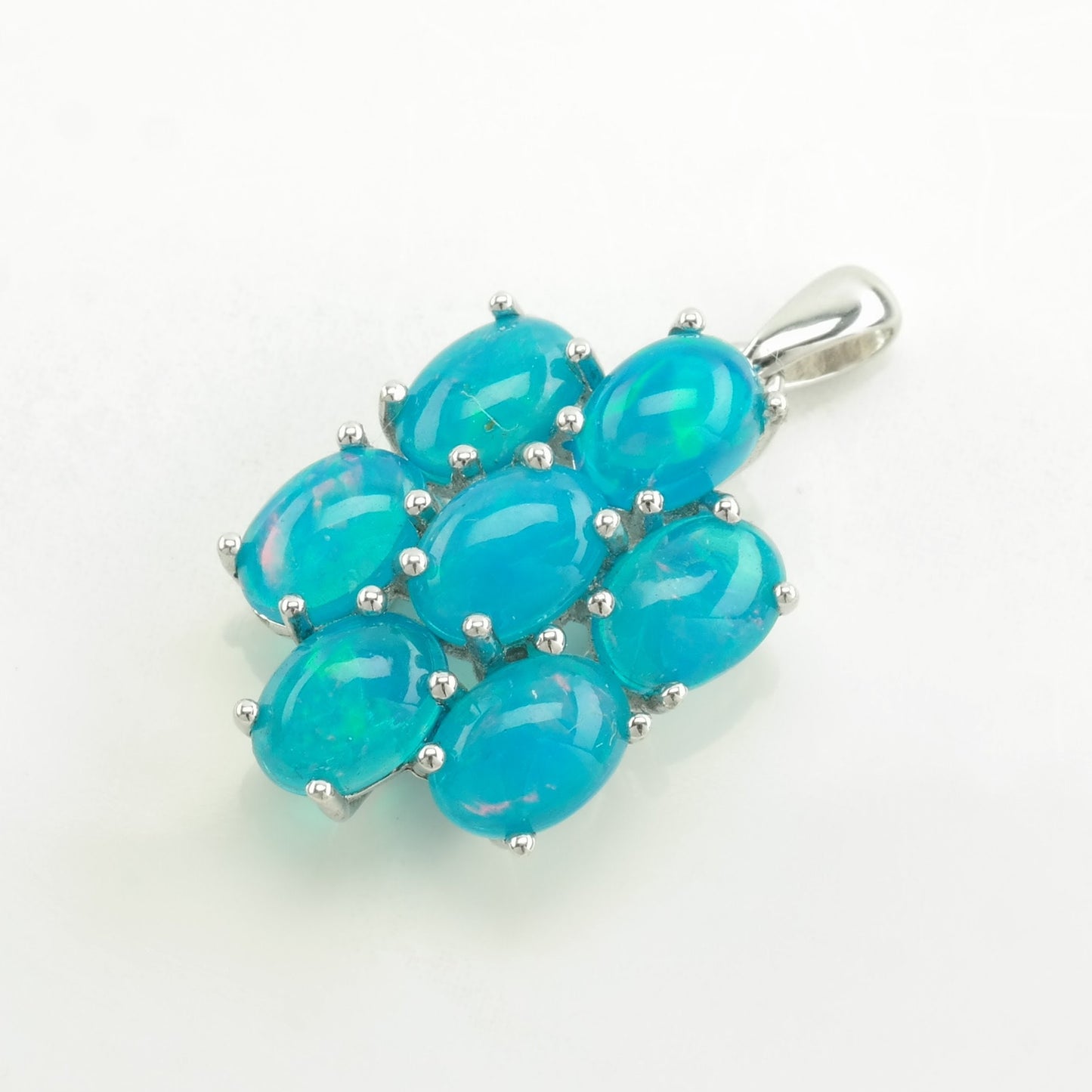 Vintage Blue Lab Opal Cluster Sterling Silver Pendant