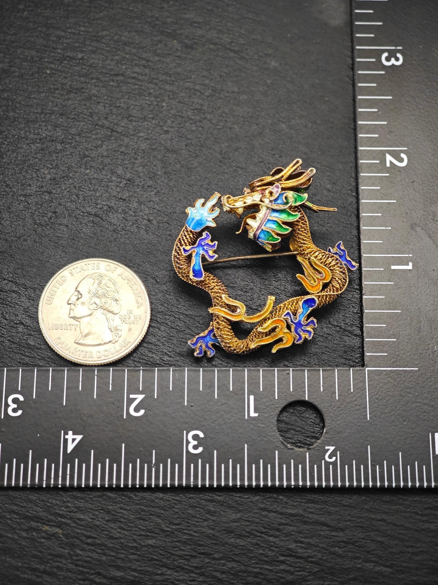 Choice of Chinese, Export Enamel Dragon Brooches Sterling Silver B2051