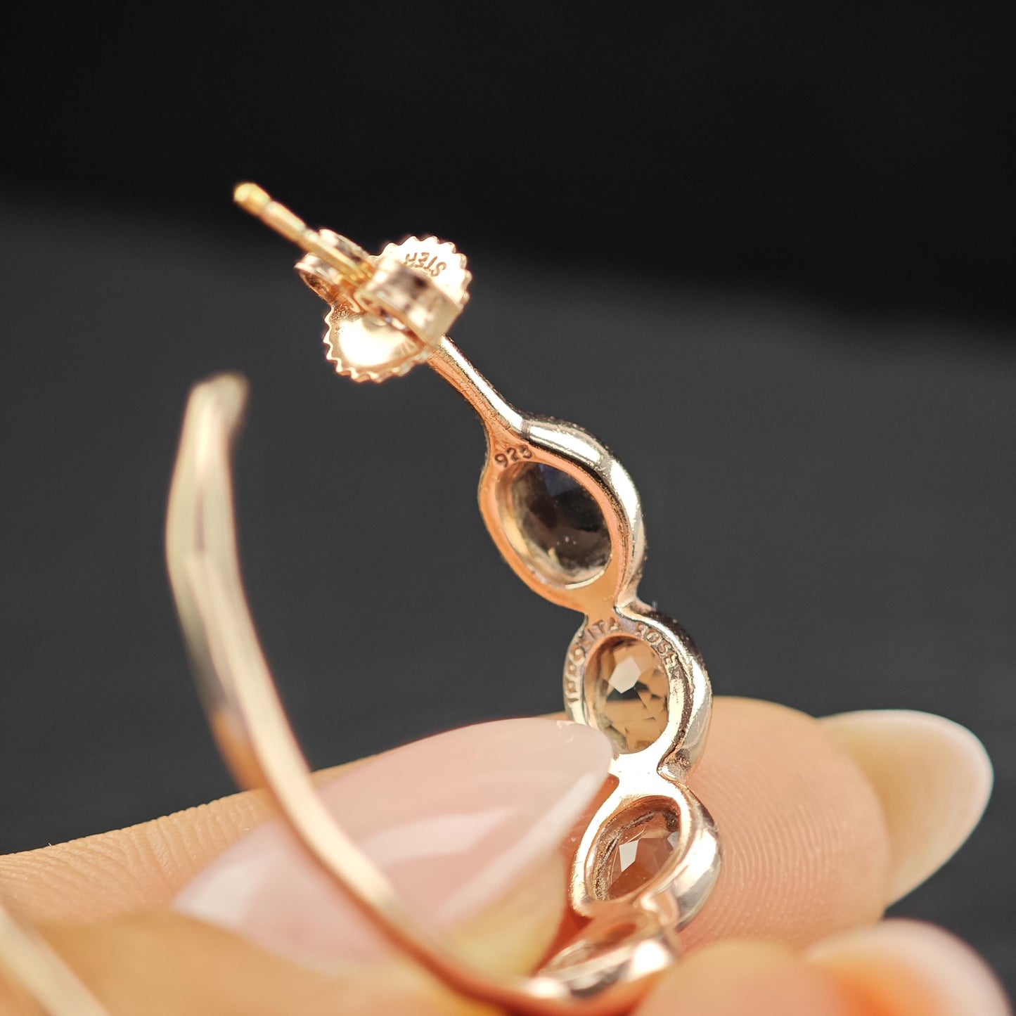 Ippolita Rose Gold, Brown Quartz Rock Candy Hoop Earrings Sterling Silver