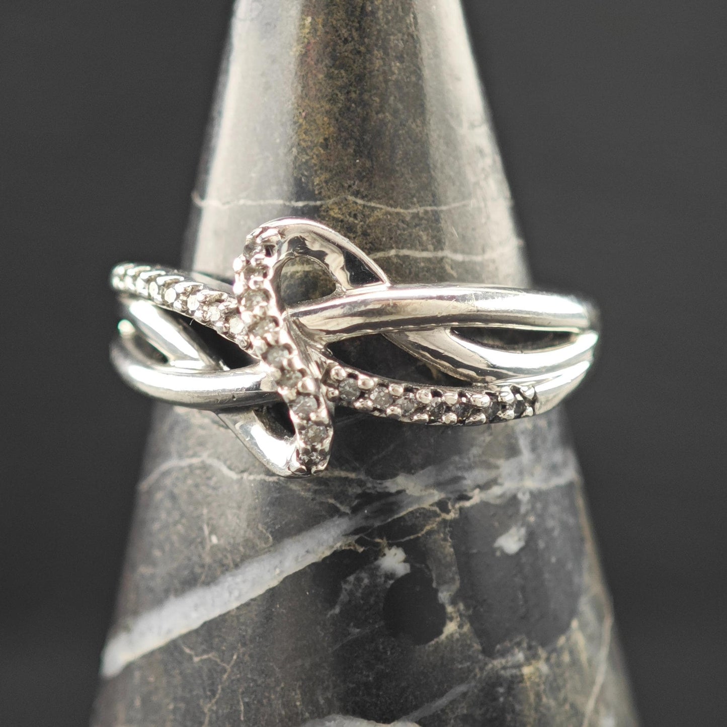Infinity Diamond Ring Sterling Silver