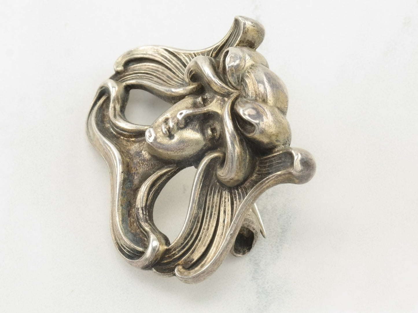 Art Nouveau Kerr Sterling Silver Lady Brooch