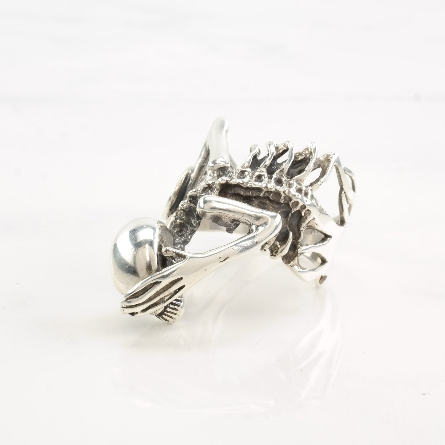 Vintage HAN Silver Ring Skeleton Sterling Size 11 1/2