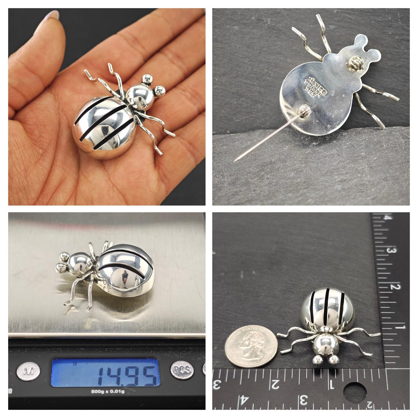 Choice of Sterling Silver Insect Brooches B2032