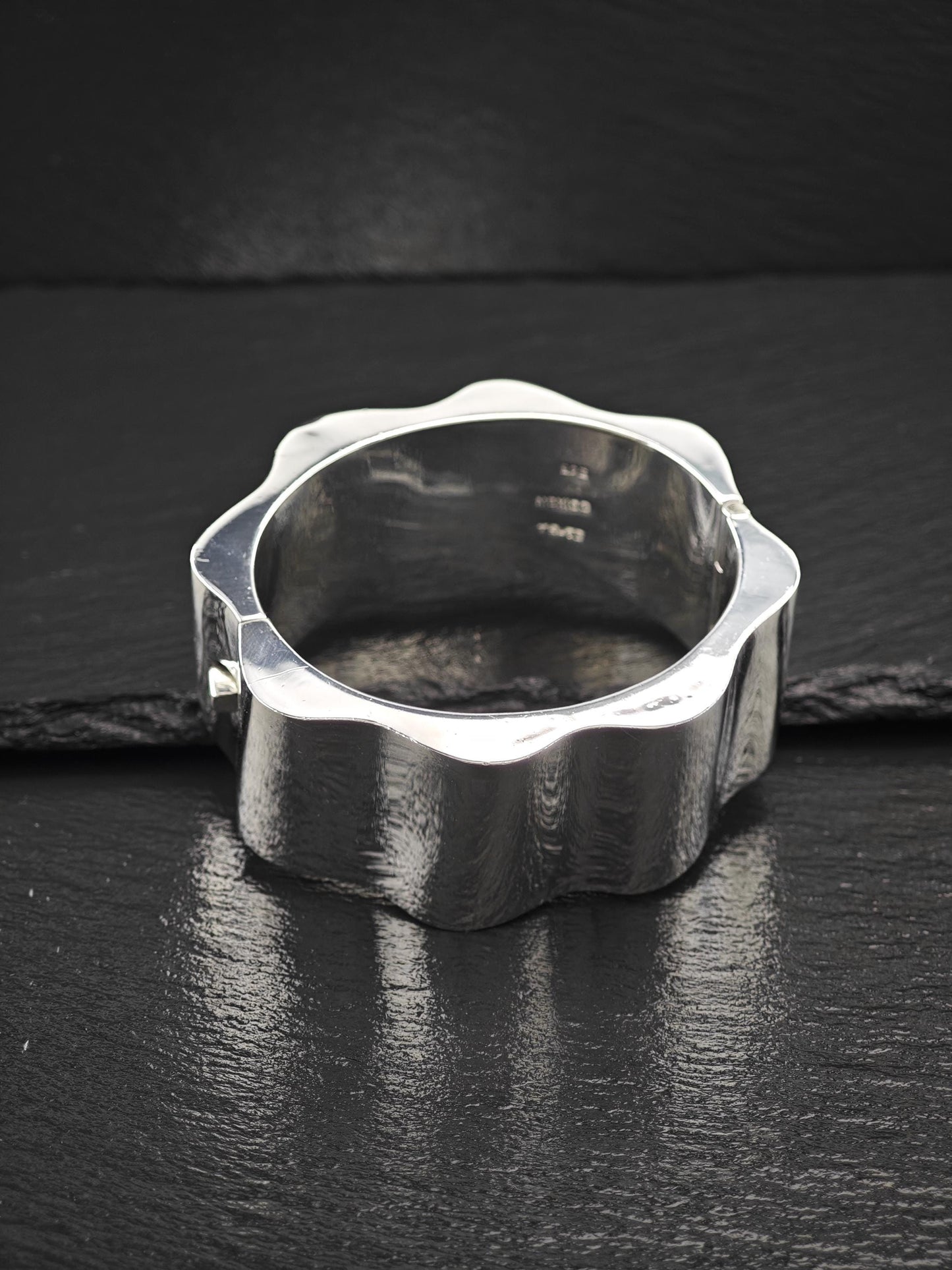 Taxco Mexico, Abstract Cuff Bracelet Sterling Silver