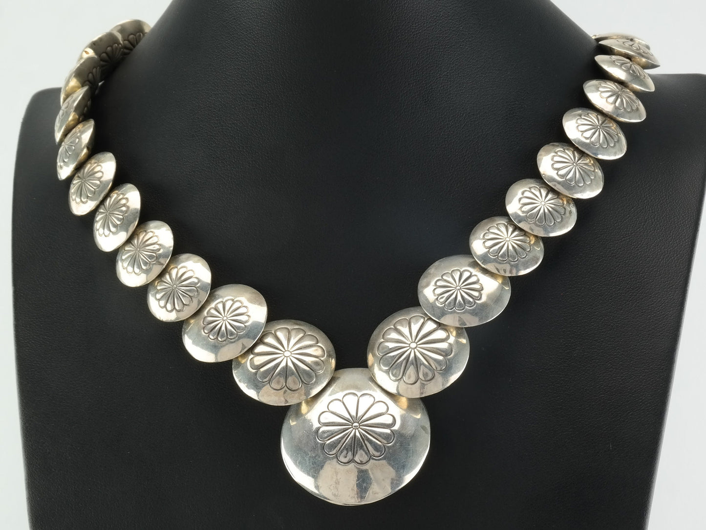 Native American Sterling Silver, Blue Turquoise, Reversible, Disc Bead Necklace