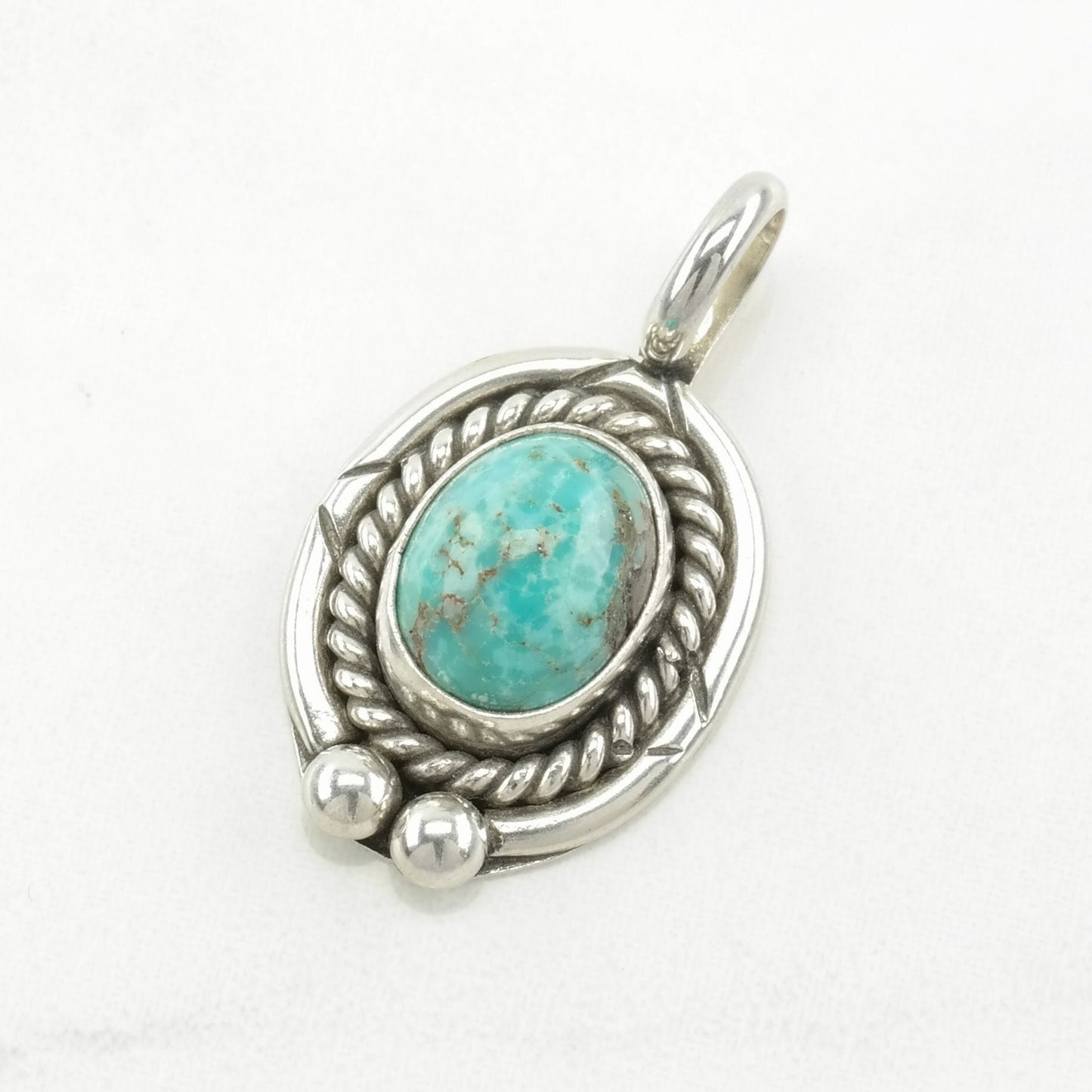 Choice Native American Turquoise Pendant Sterling Silver