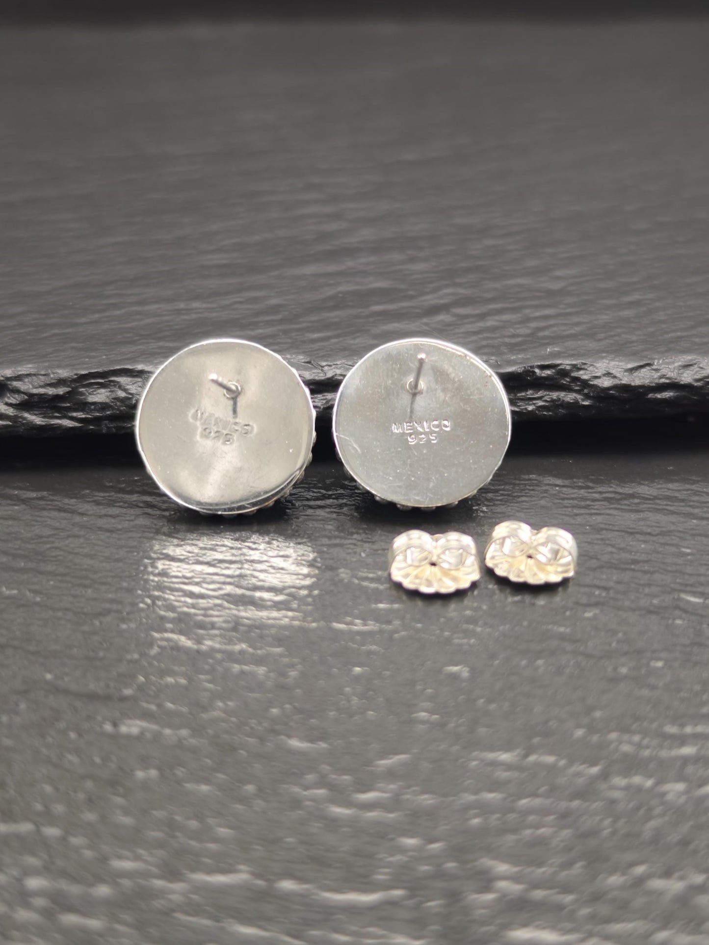 Vintage Brown Gemstone, Dome Sterling Silver Stud Earrings